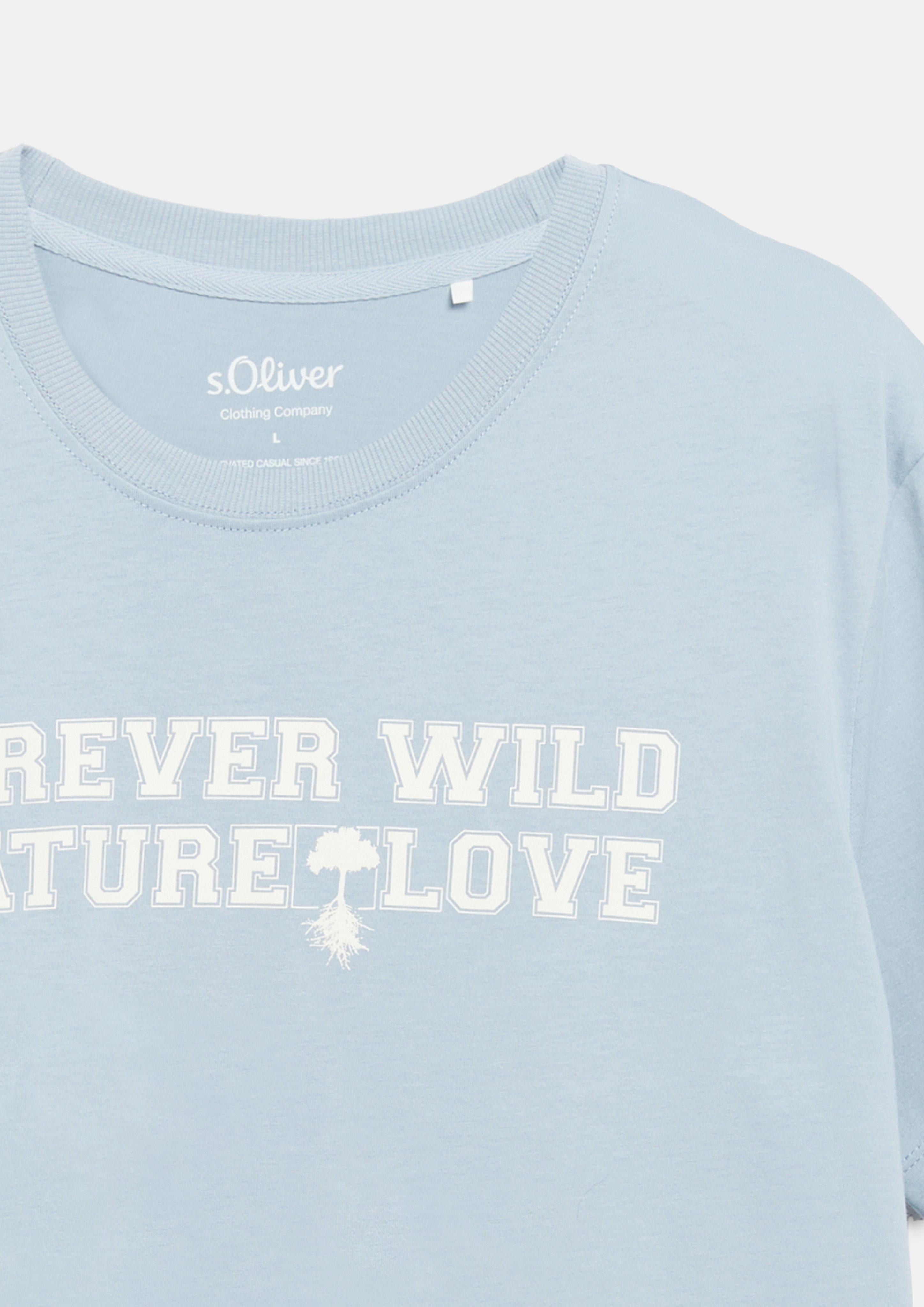 Men T-shirt with front print, made of 100% cotton in blue by s.Oliver