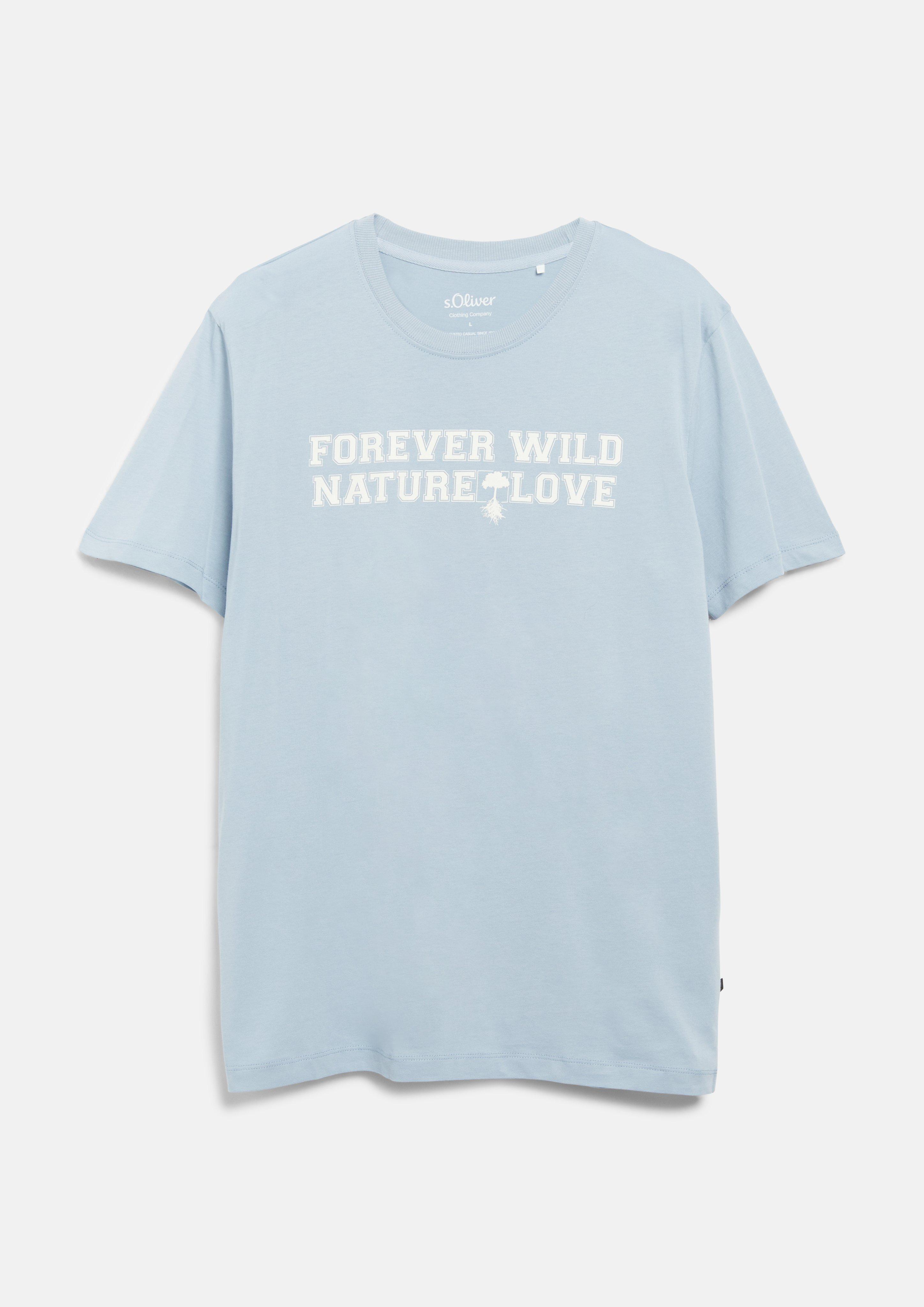 Herren T-Shirt mit Frontprint aus 100% Baumwolle in blau von s.Oliver