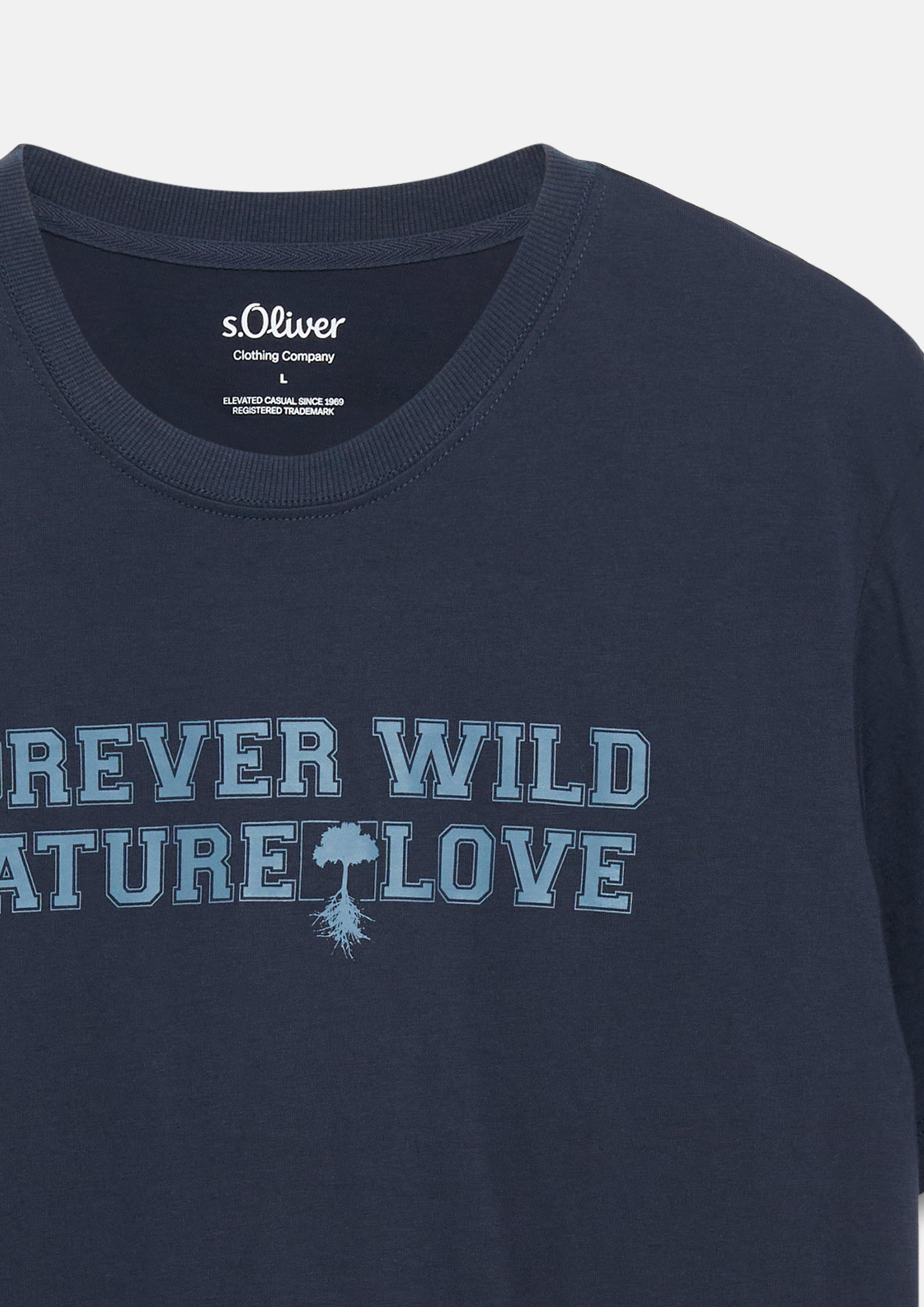 Herren T-Shirt mit Frontprint aus 100% Baumwolle in braun von s.Oliver