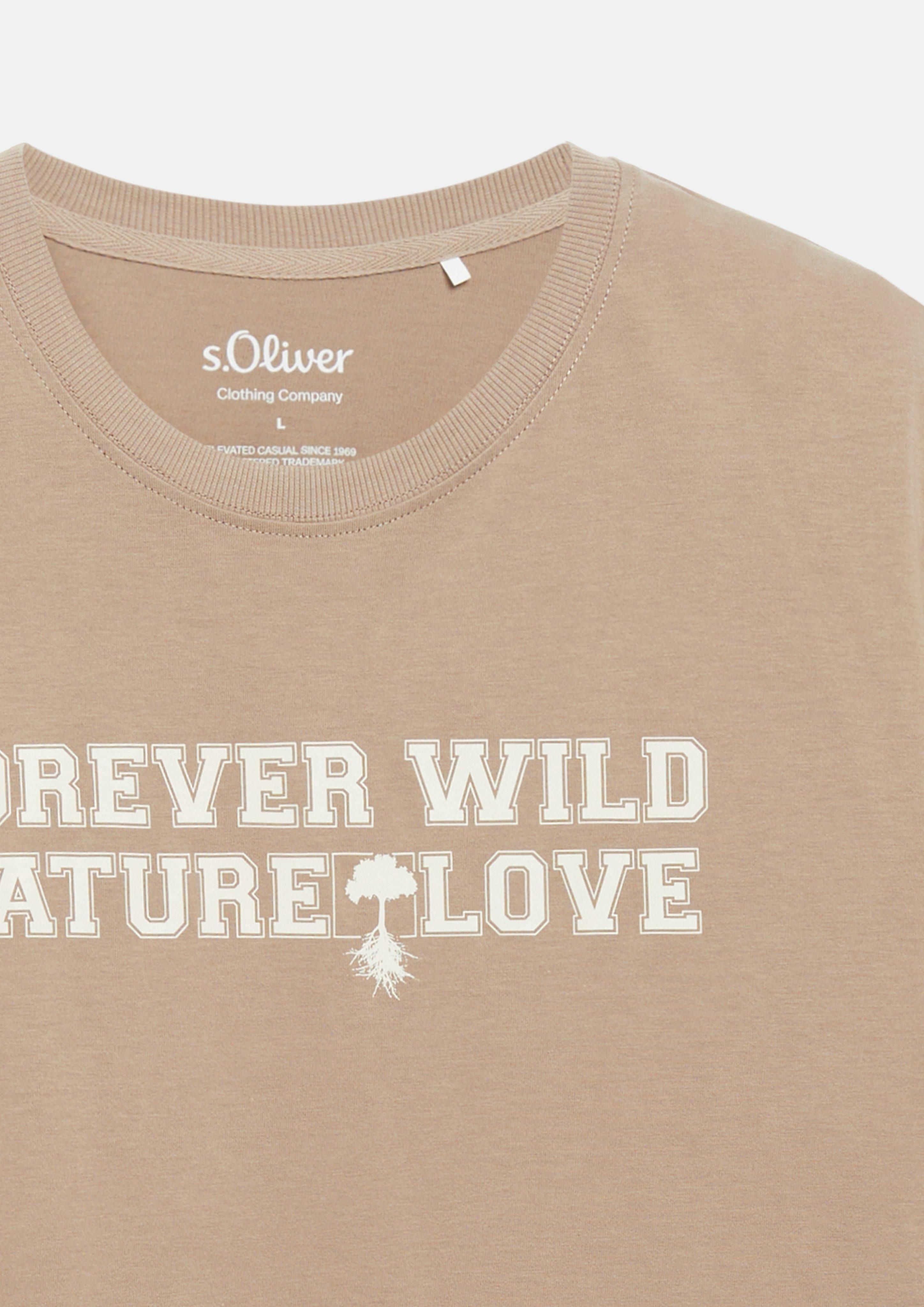 Herren T-Shirt mit Frontprint aus 100% Baumwolle in braun von s.Oliver