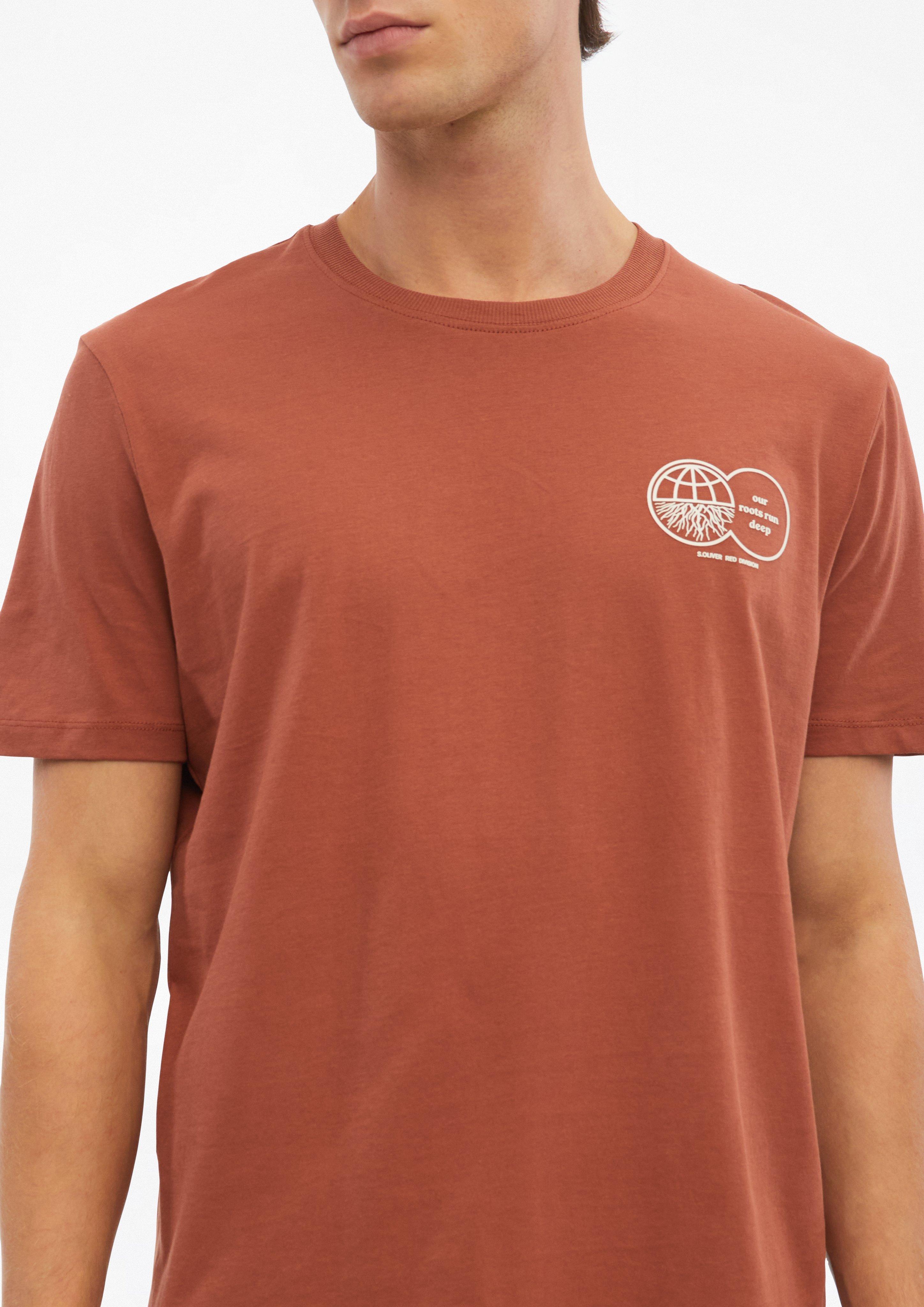 Herren T-Shirt mit Frontprint aus 100% Baumwolle in orange von s.Oliver