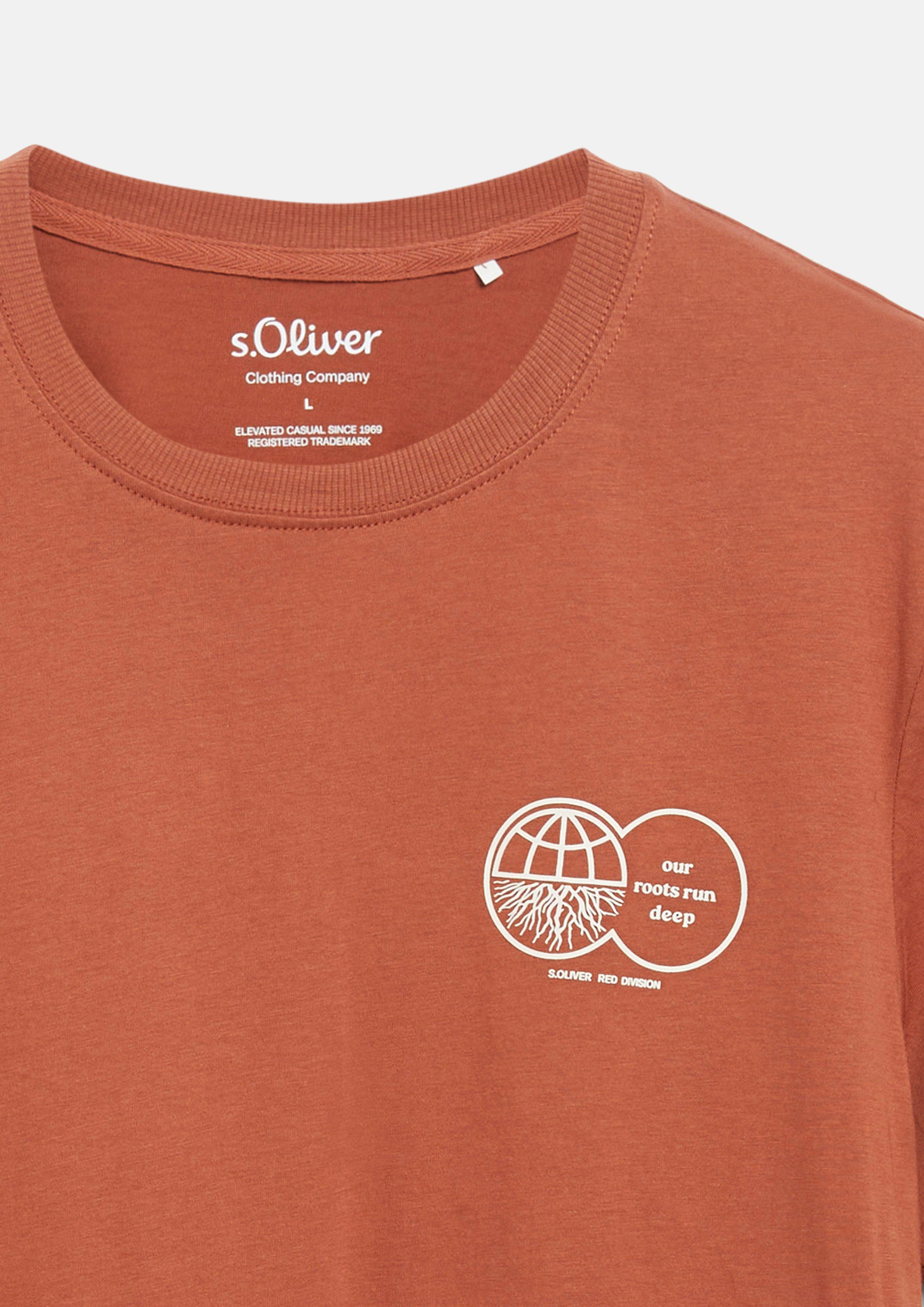 Herren T-Shirt mit Frontprint aus 100% Baumwolle in orange von s.Oliver