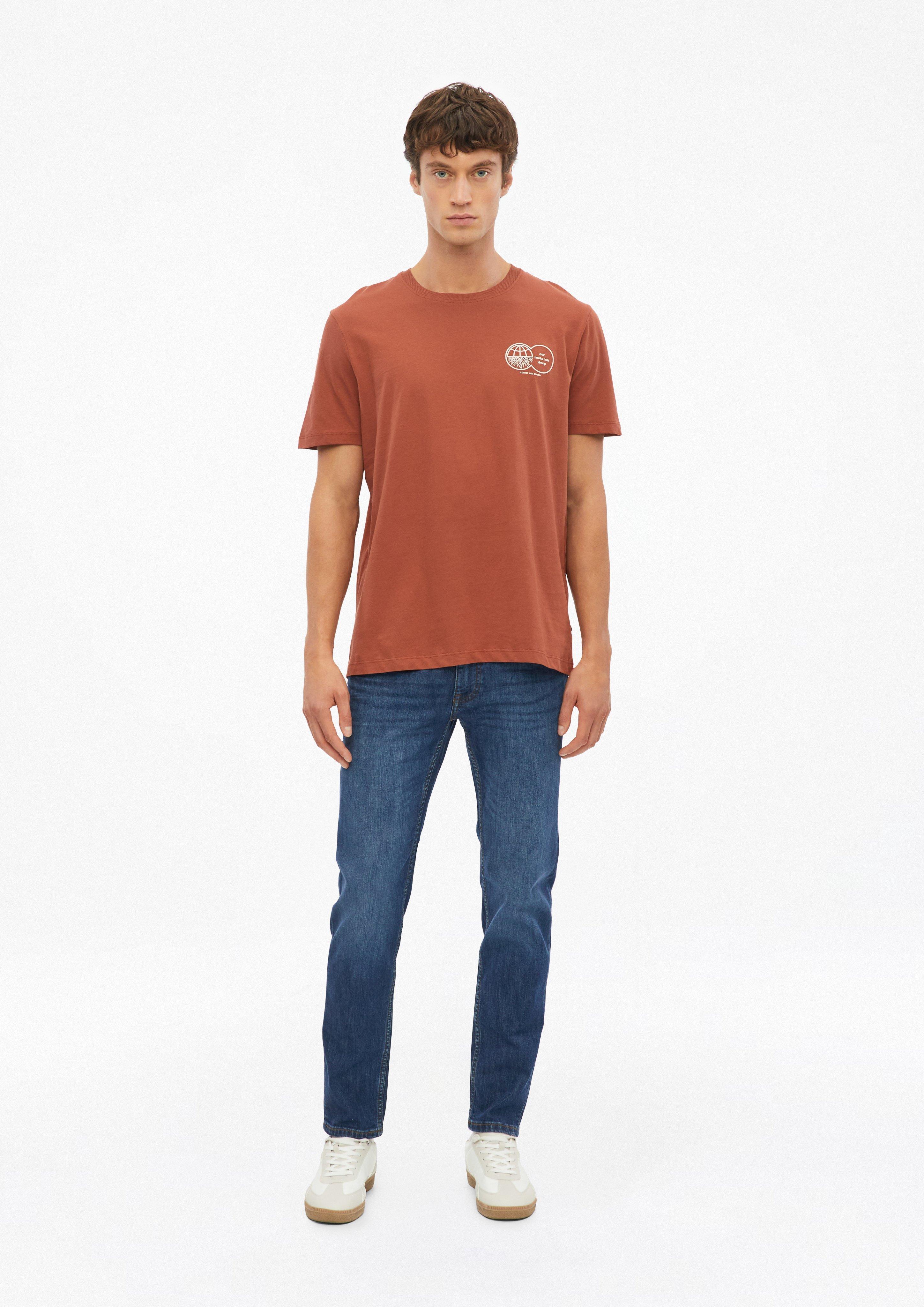 Herren T-Shirt mit Frontprint aus 100% Baumwolle in orange von s.Oliver