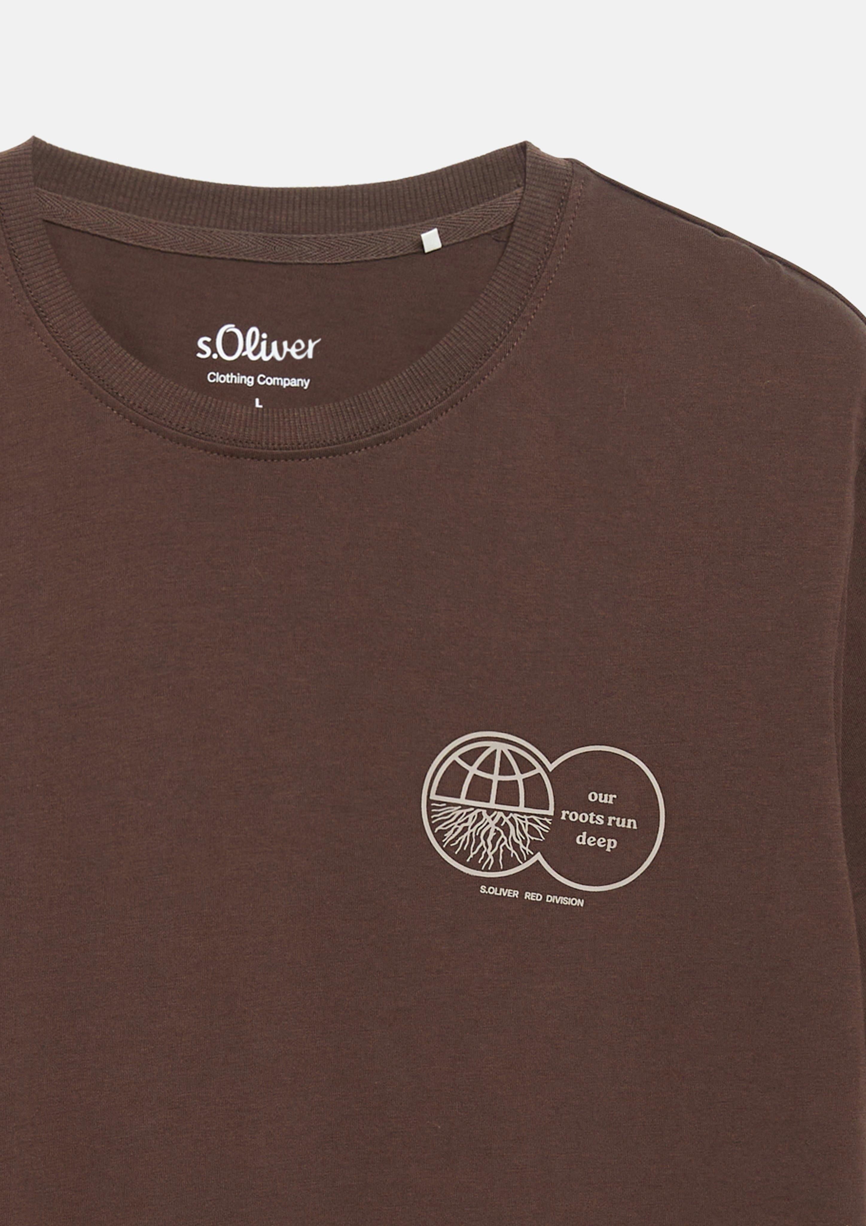 Herren T-Shirt mit Frontprint aus 100% Baumwolle in braun von s.Oliver