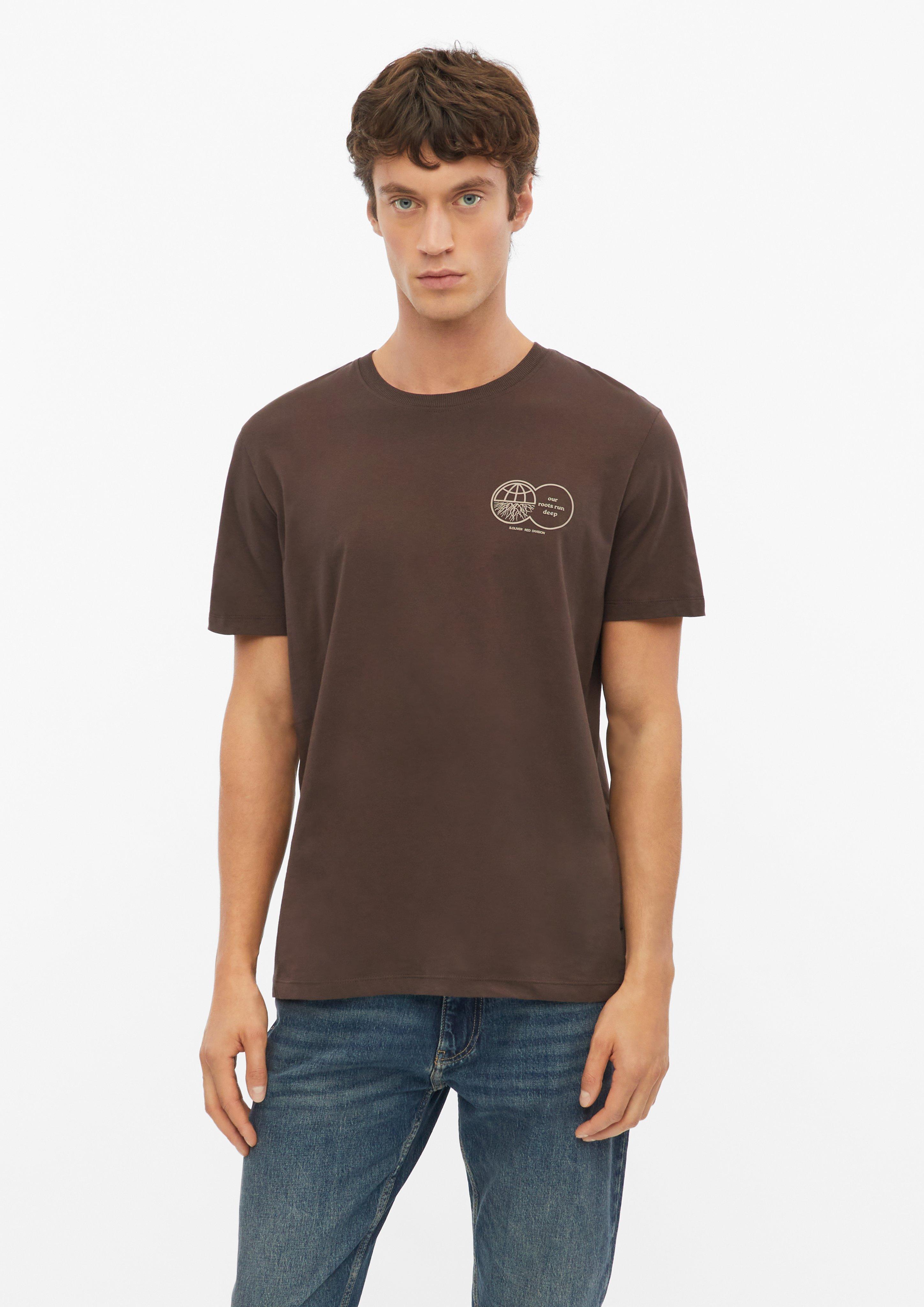 T-shirt z nadrukiem z przodu ze 100% bawełny w kolorze ciemnobrązowy od s.Oliver