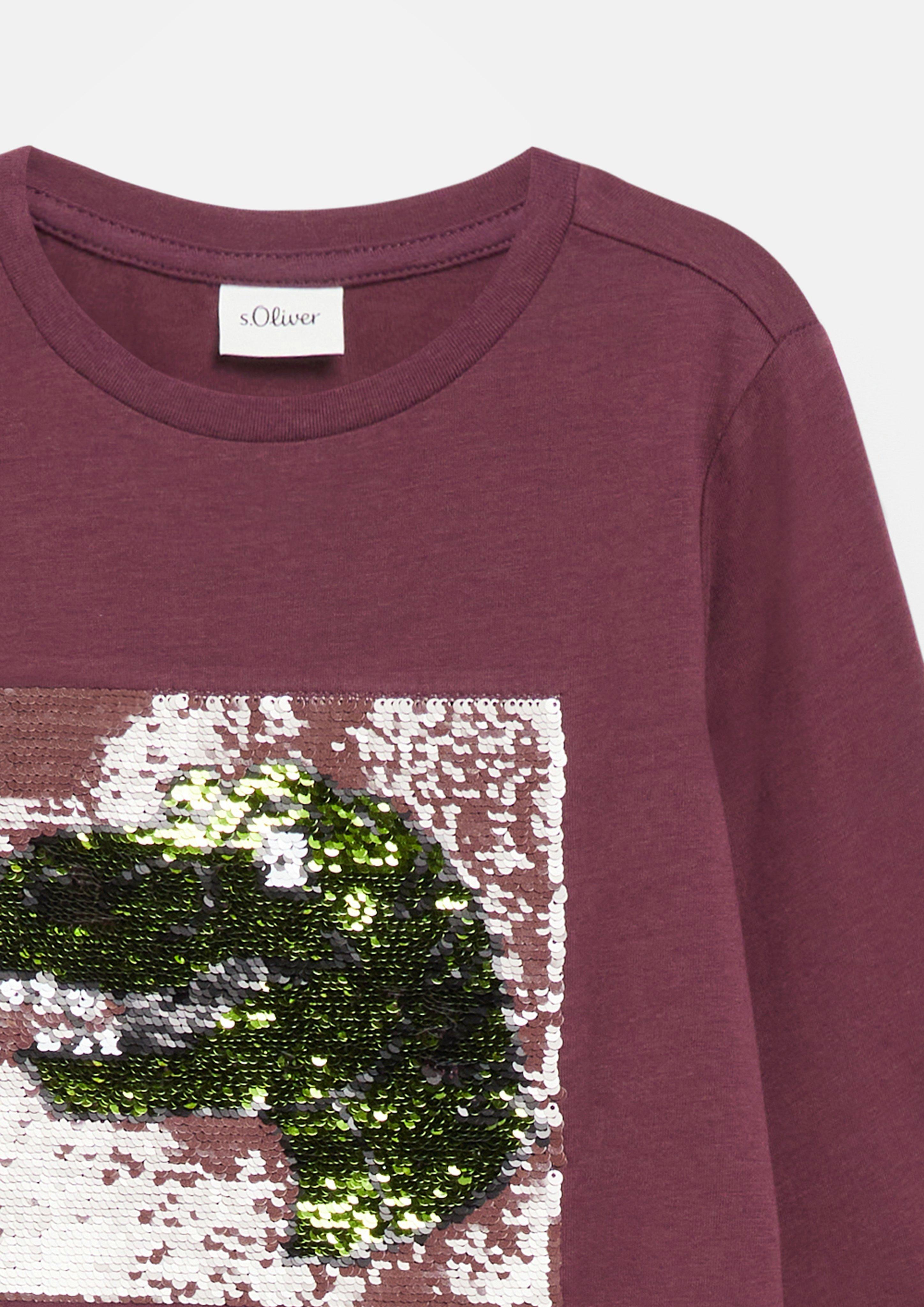 Junior T-shirt à manches longues avec paillettes réversibles en rouge de s.Oliver
