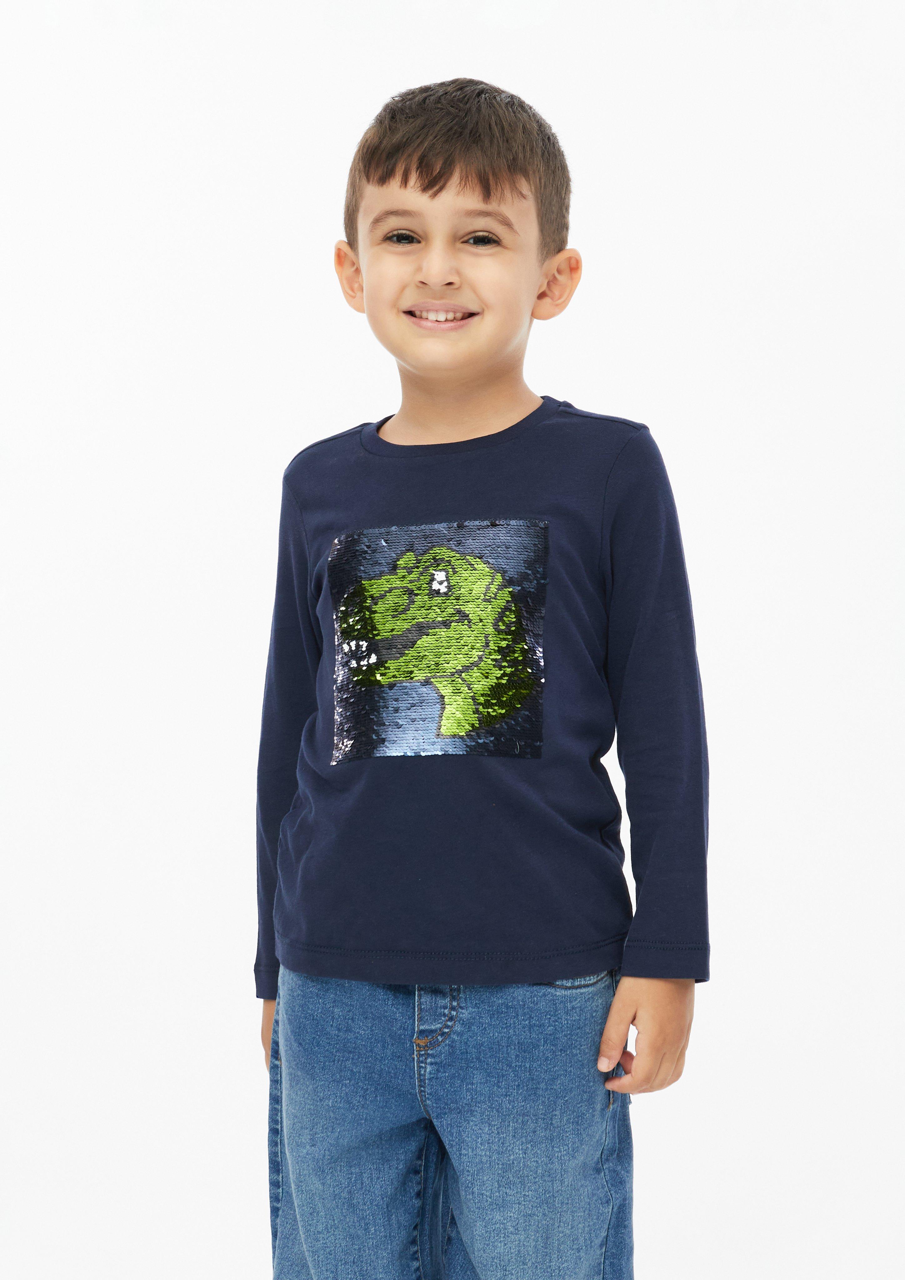 T-shirt à manches longues avec paillettes réversibles en bleu marine de s.Oliver