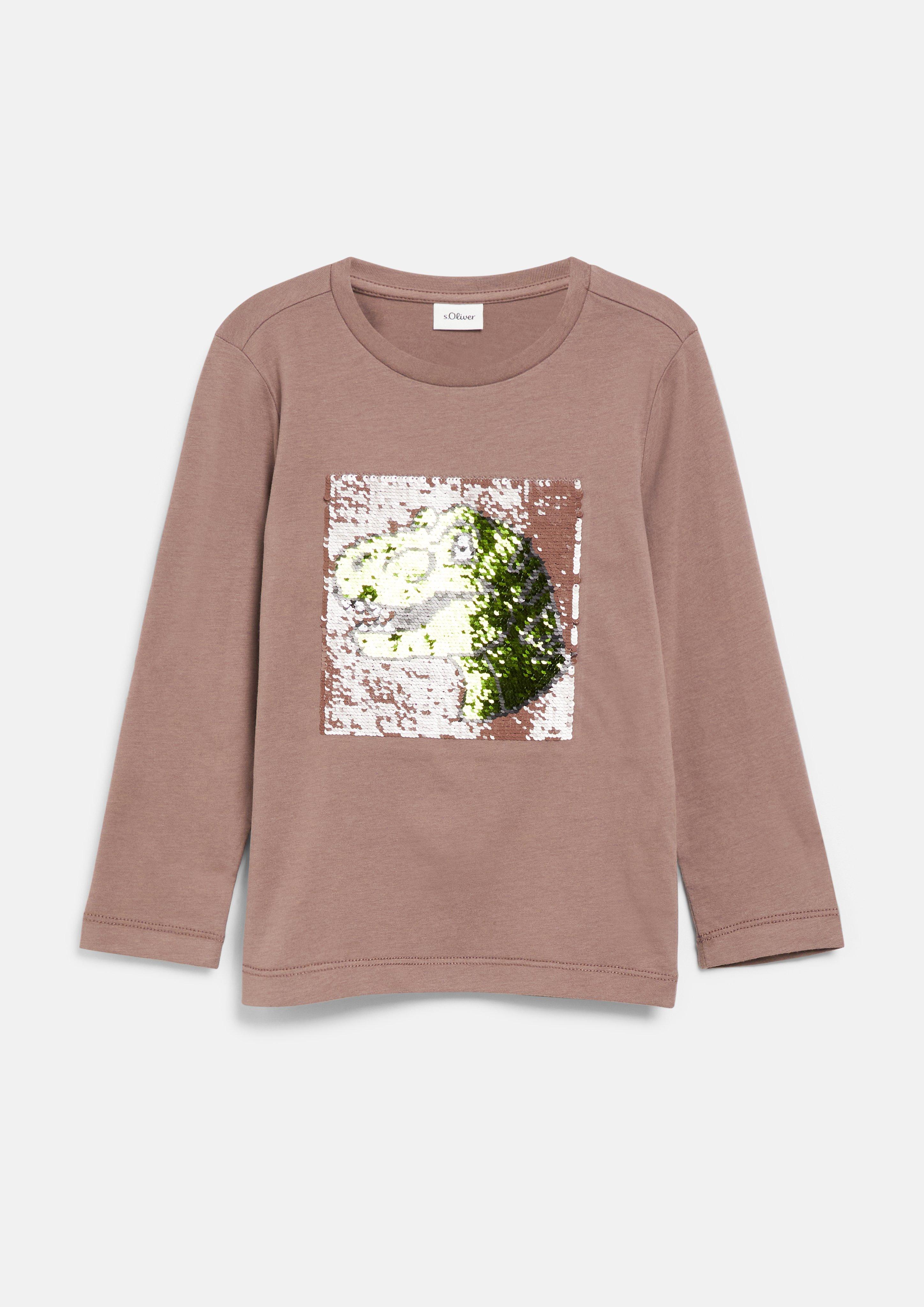 Kinder Langarmshirt mit Wendepailletten in braun von s.Oliver