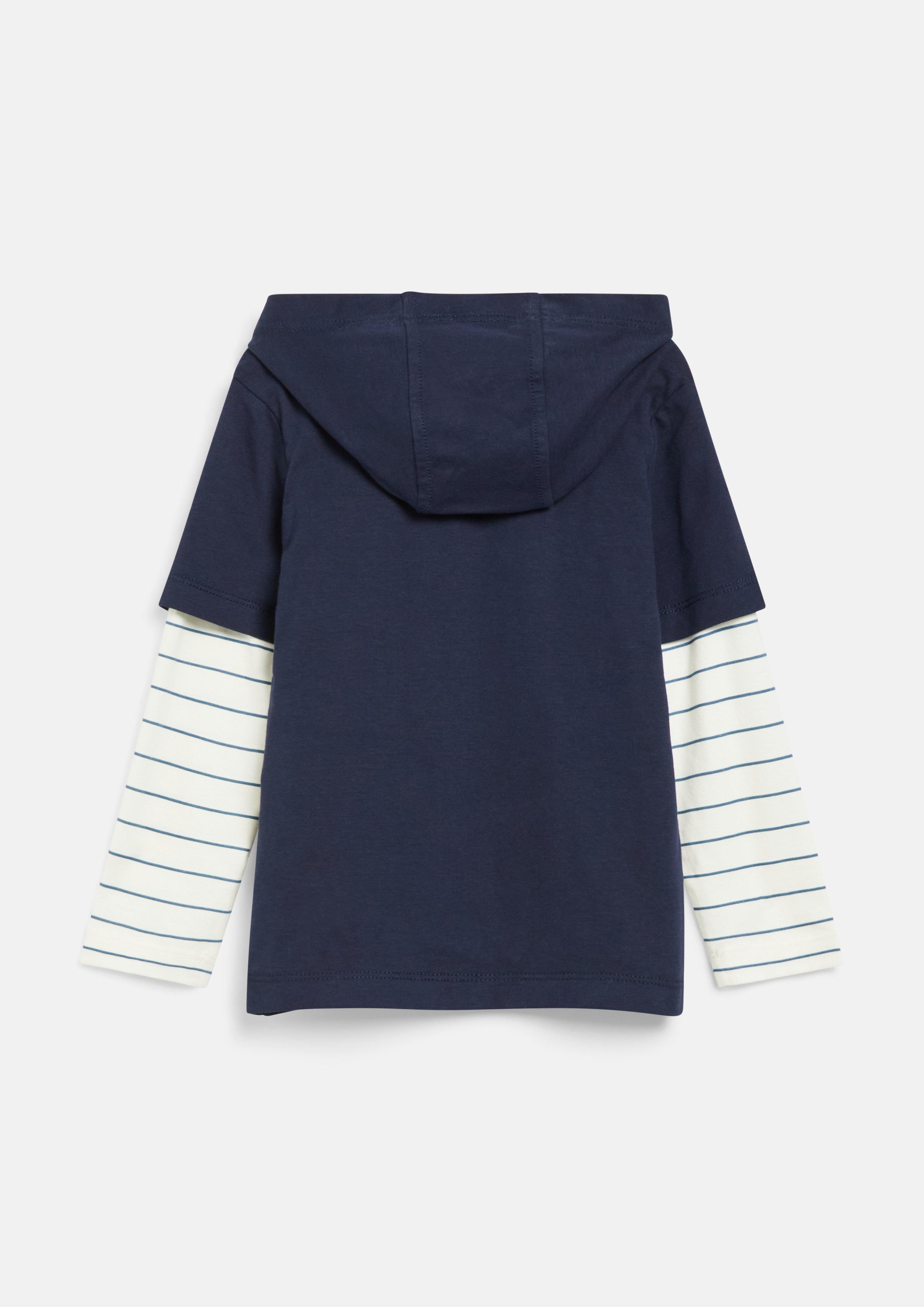 Kinder Kapuzen-Shirt in Layering-Optik in blau von s.Oliver
