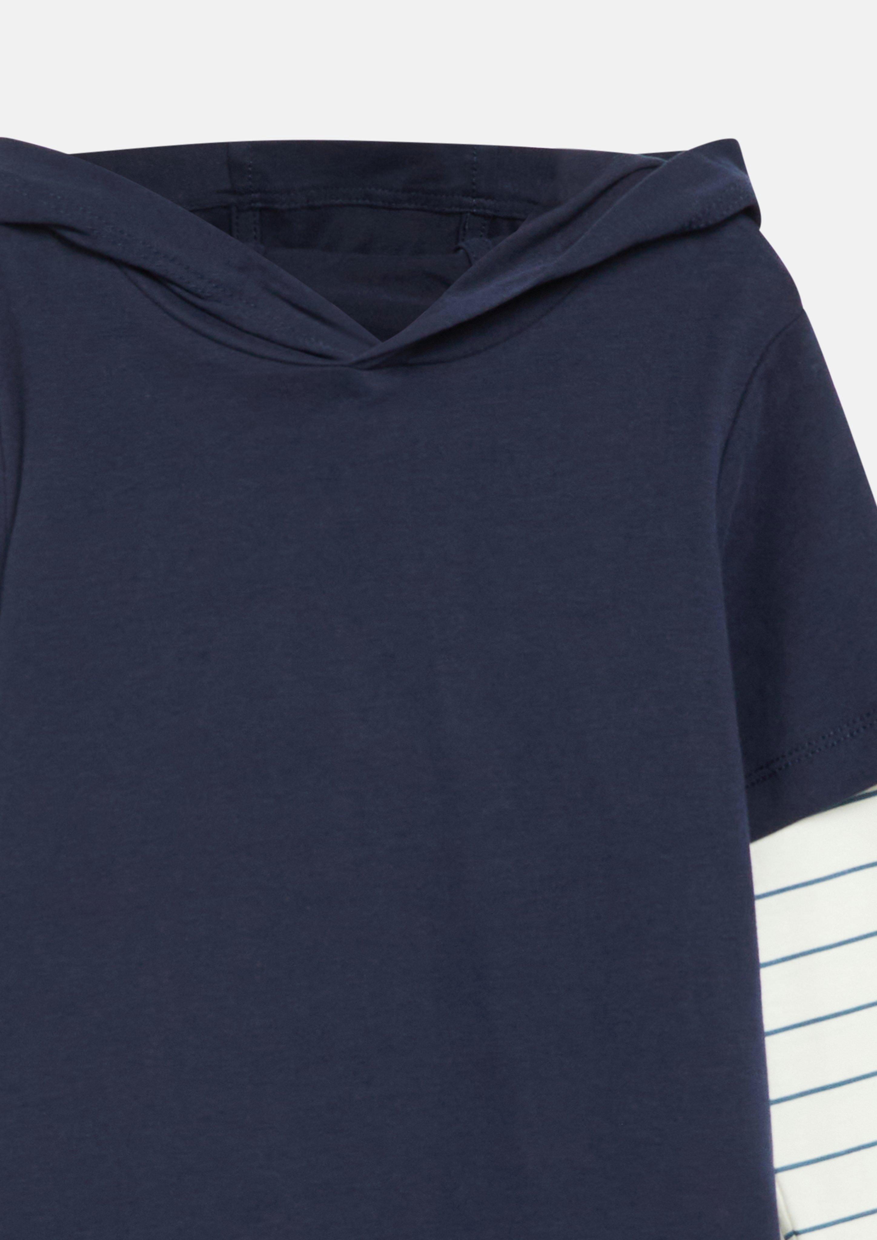 Kinder Kapuzen-Shirt in Layering-Optik in blau von s.Oliver