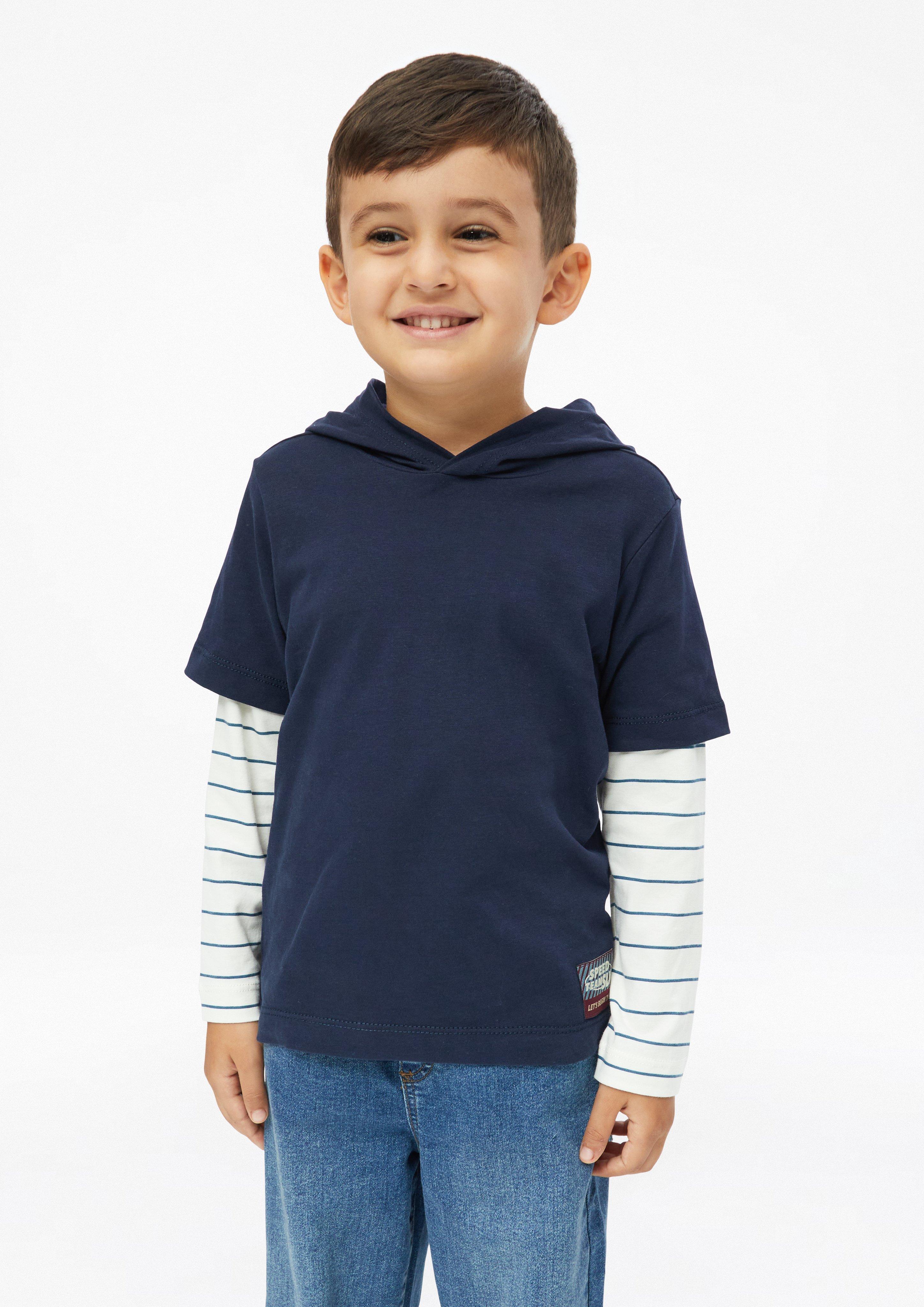 Hoodie with a layered look in navy by s.Oliver