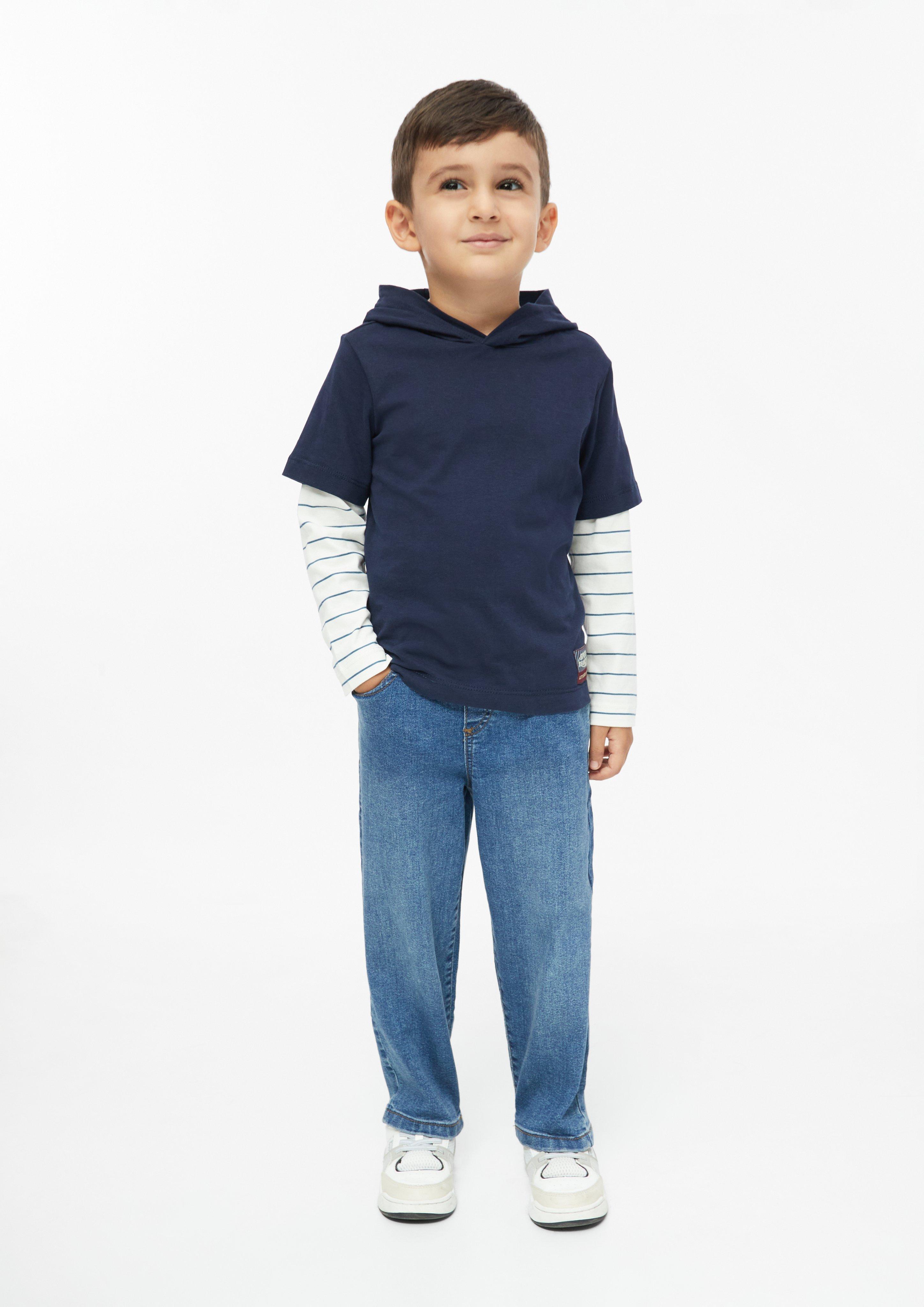 Kinder Kapuzen-Shirt in Layering-Optik in blau von s.Oliver
