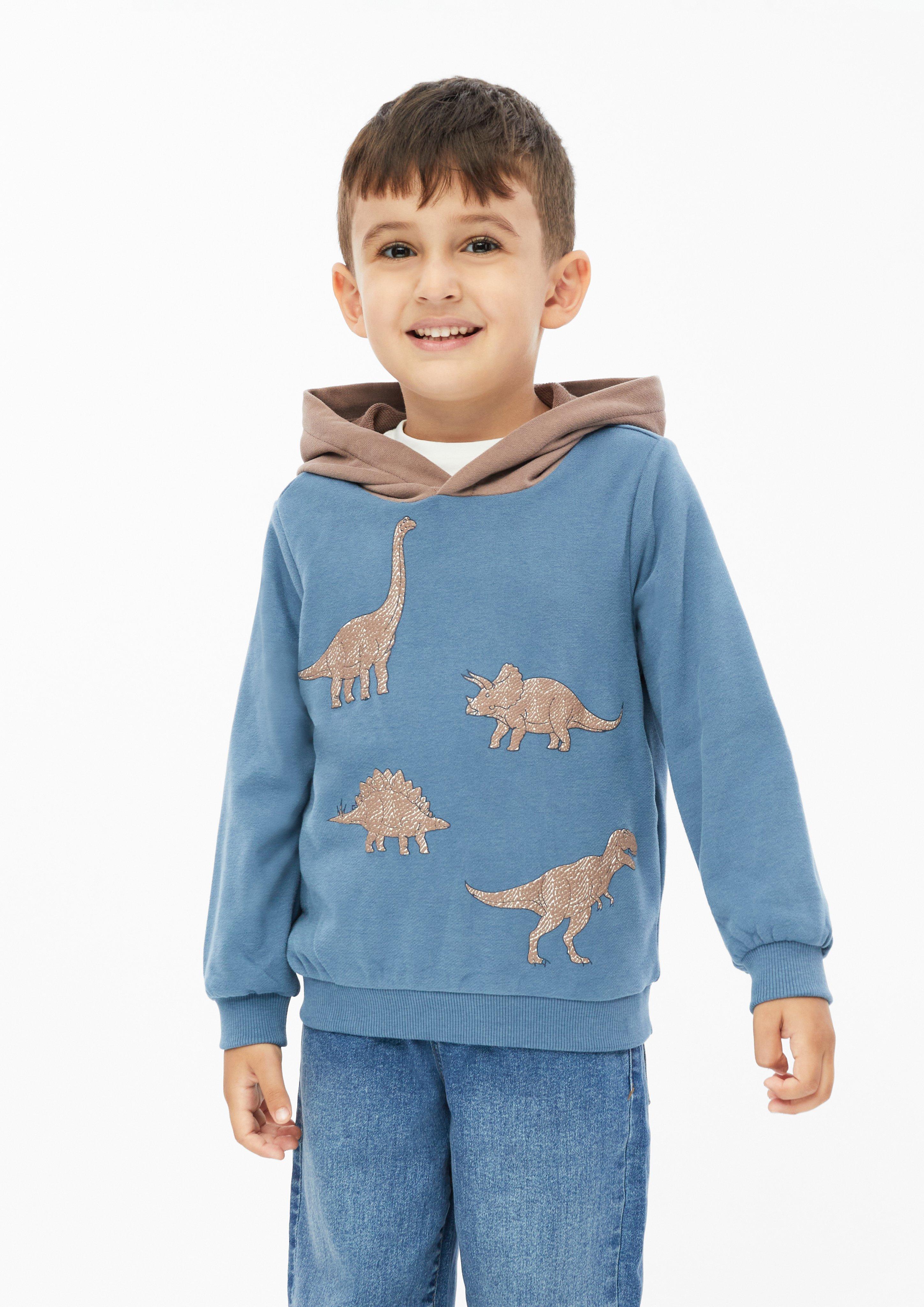 Hoodie mit Artwork in Farbe blau von s.Oliver