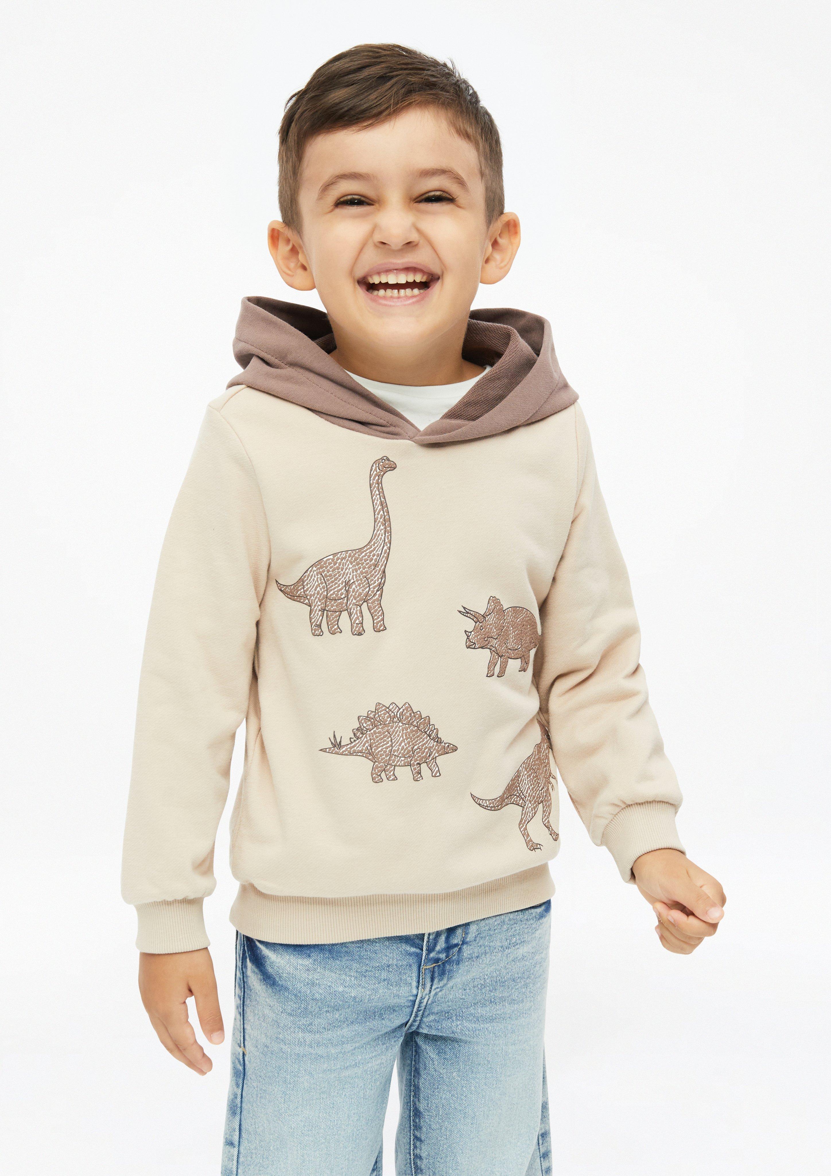 Hoodie met artwork in beige van s.Oliver