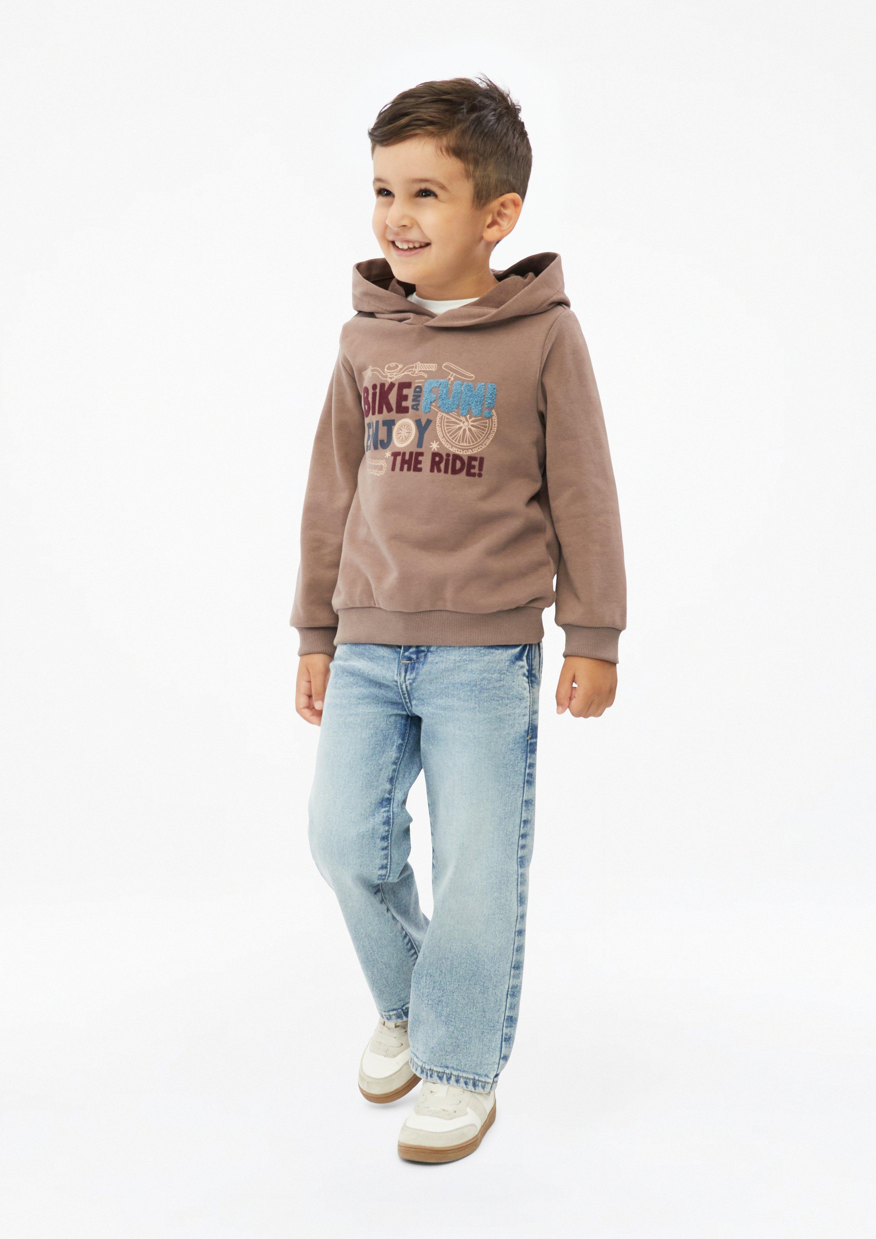 Kinder Hoodie mit Artwork in braun von s.Oliver