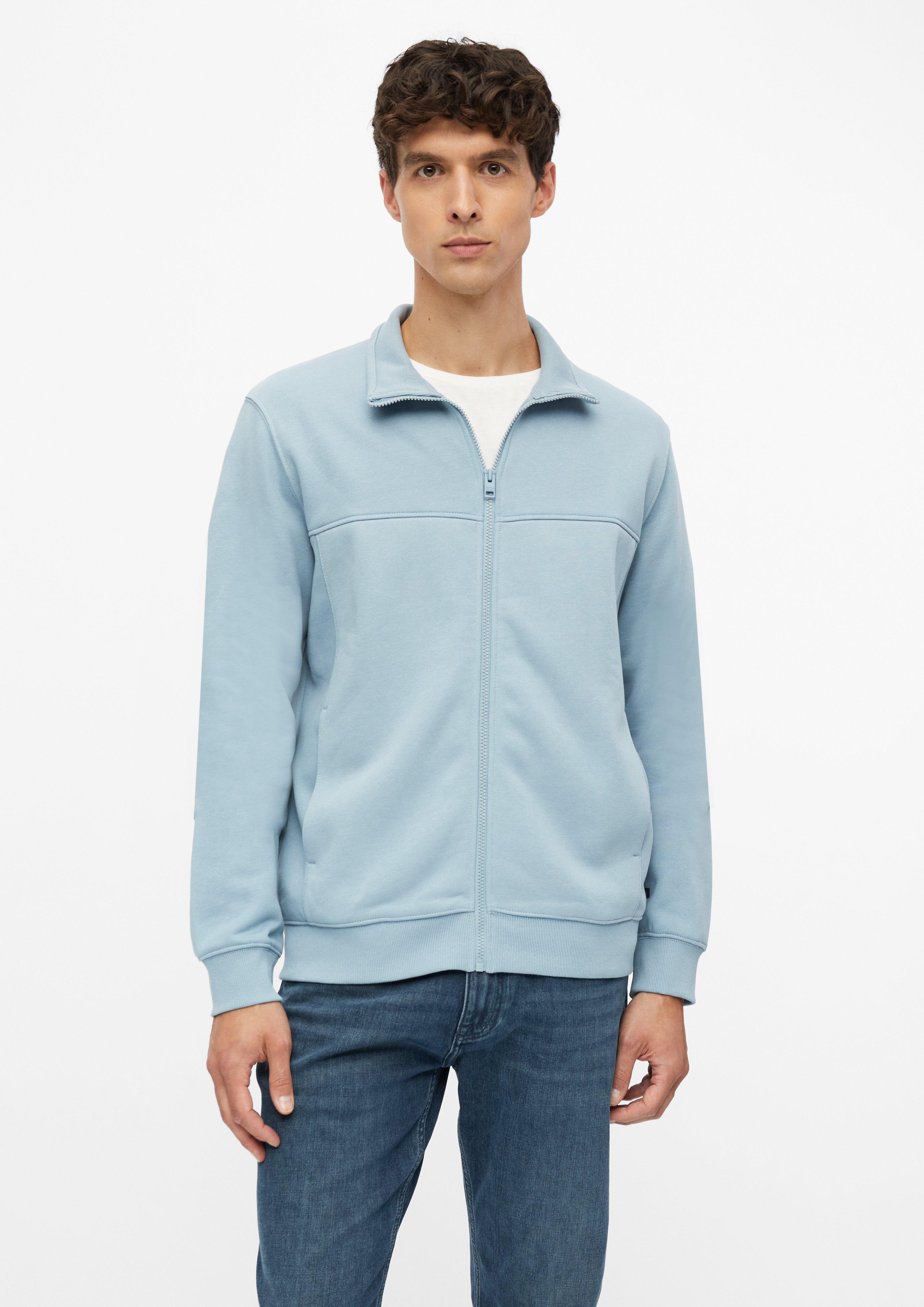 Herren Sweatjacke mit Stehkragen und Eingrifftaschen in hellblau von s.Oliver