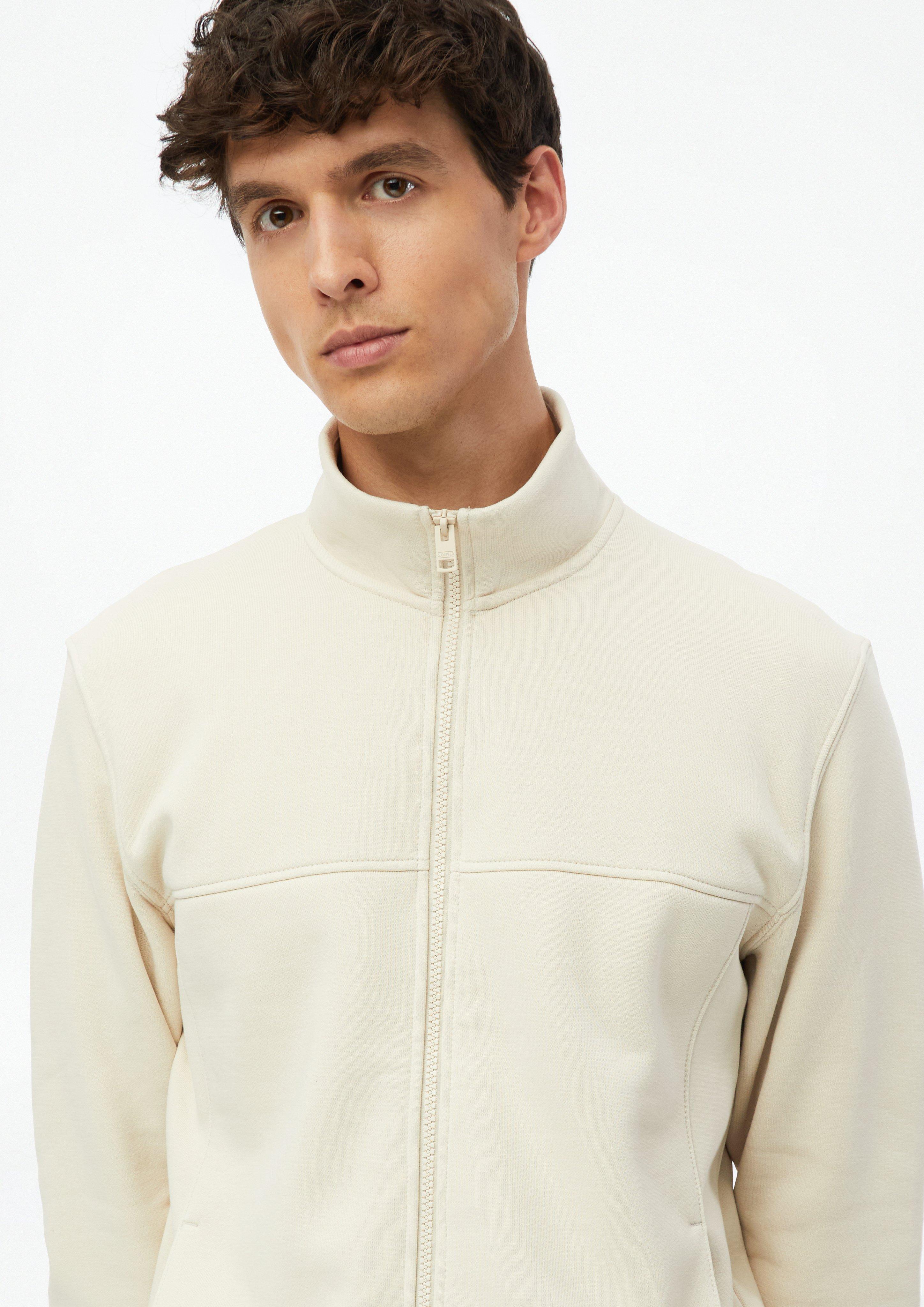 Hommes Veste en molleton à col montant et poches latérales en beige de s.Oliver