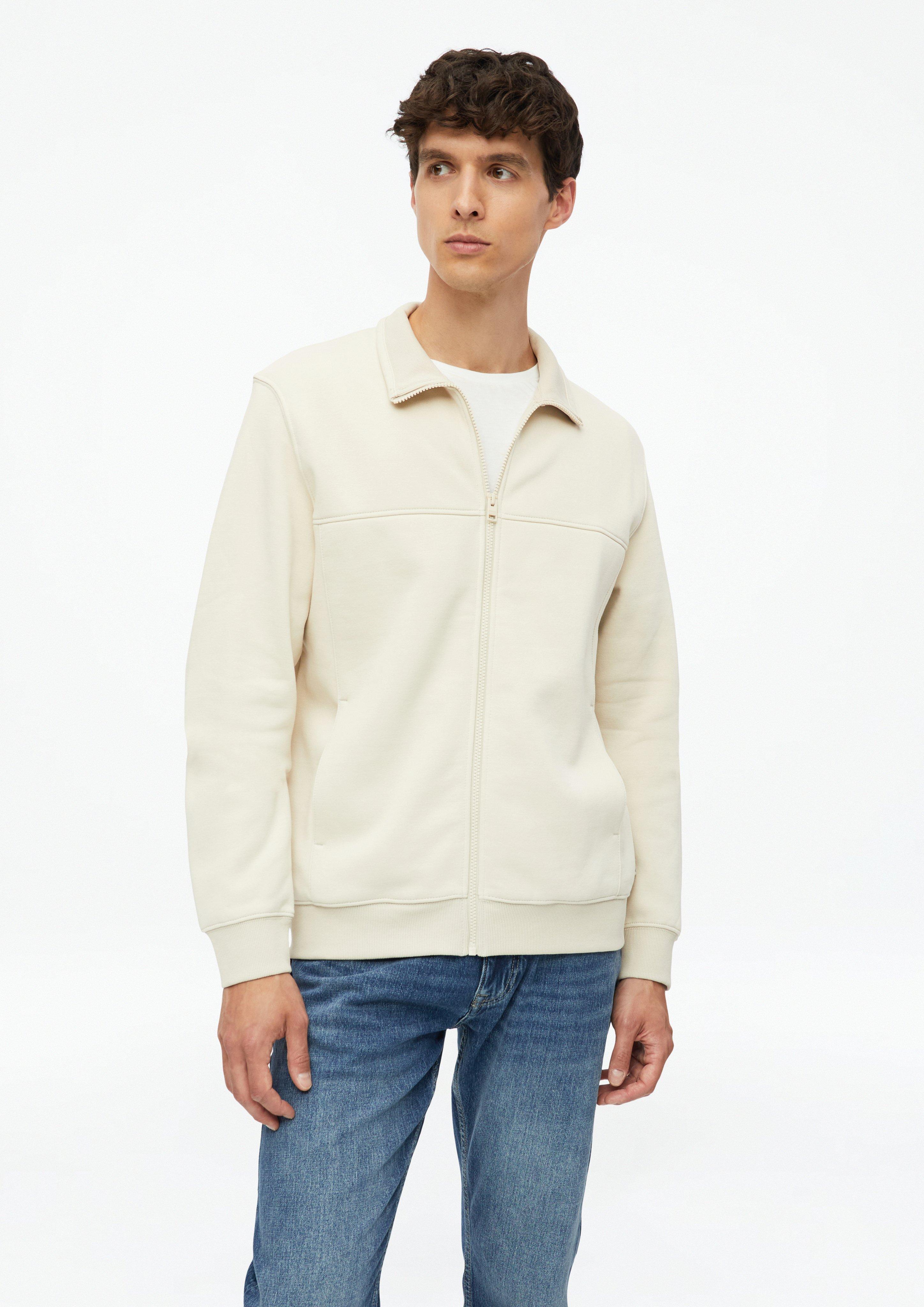 Heren Sweatjack met opstaande kraag en steekzakken in lichtbeige van s.Oliver