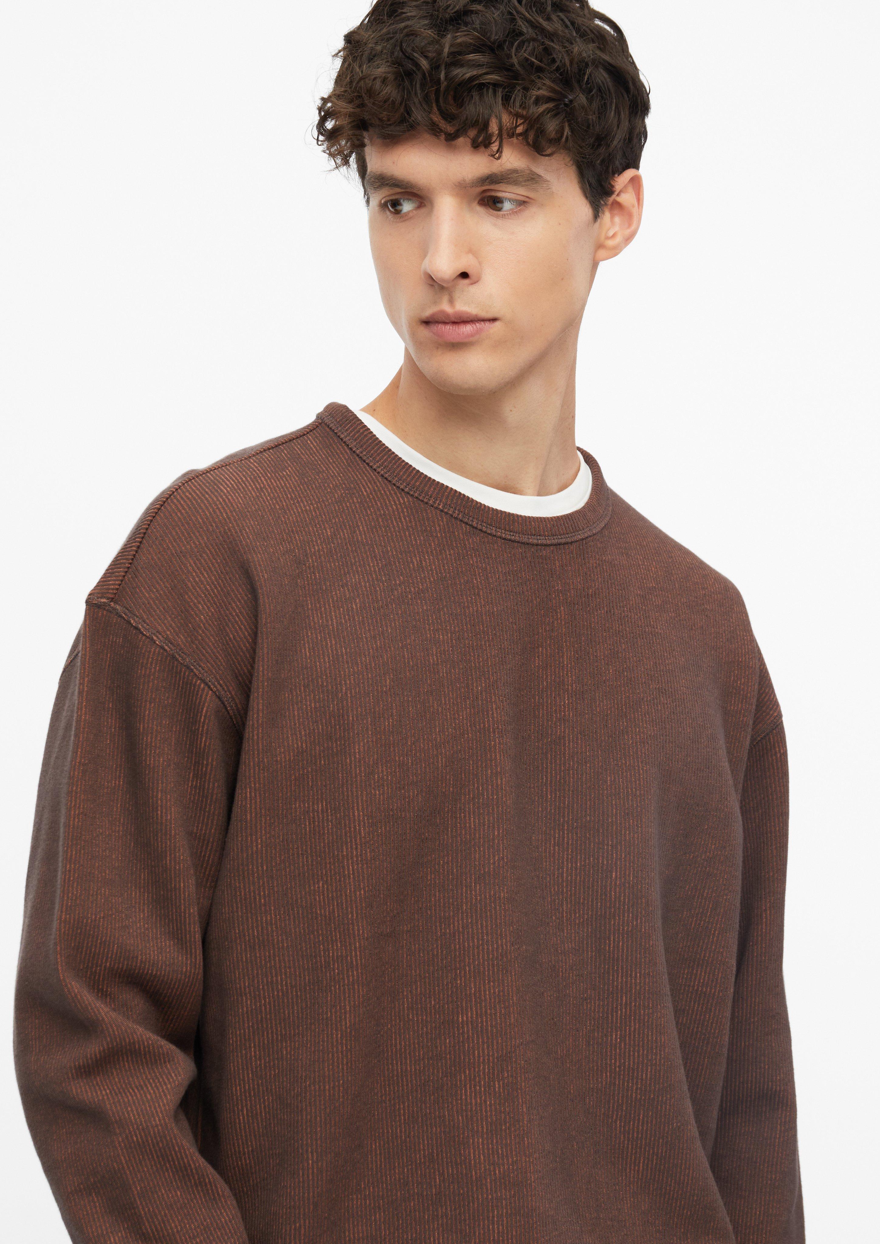 Hommes Sweat-shirt à la coupe moderne avec texture côtelée en brun de s.Oliver