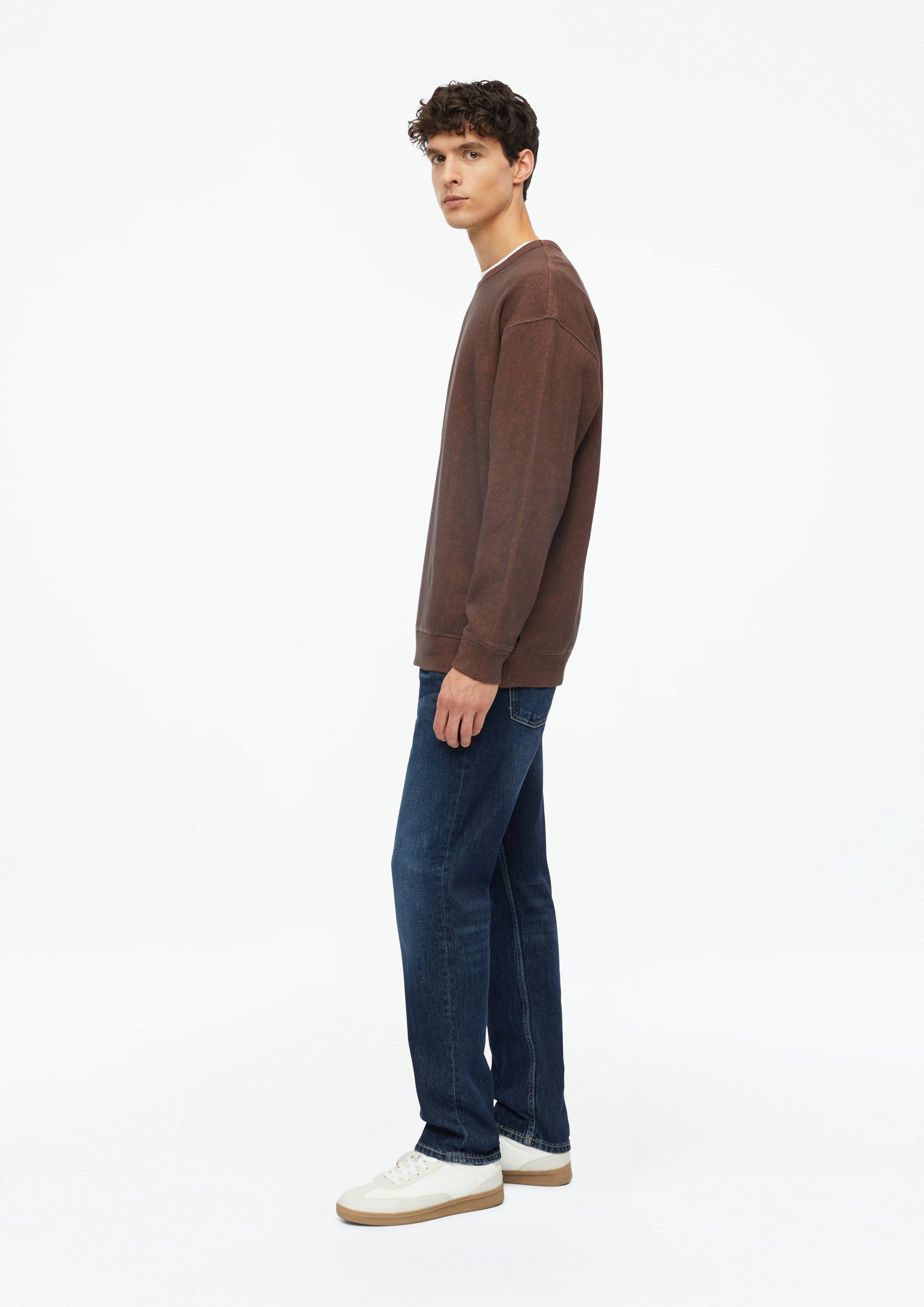 Hommes Sweat-shirt à la coupe moderne avec texture côtelée en brun de s.Oliver