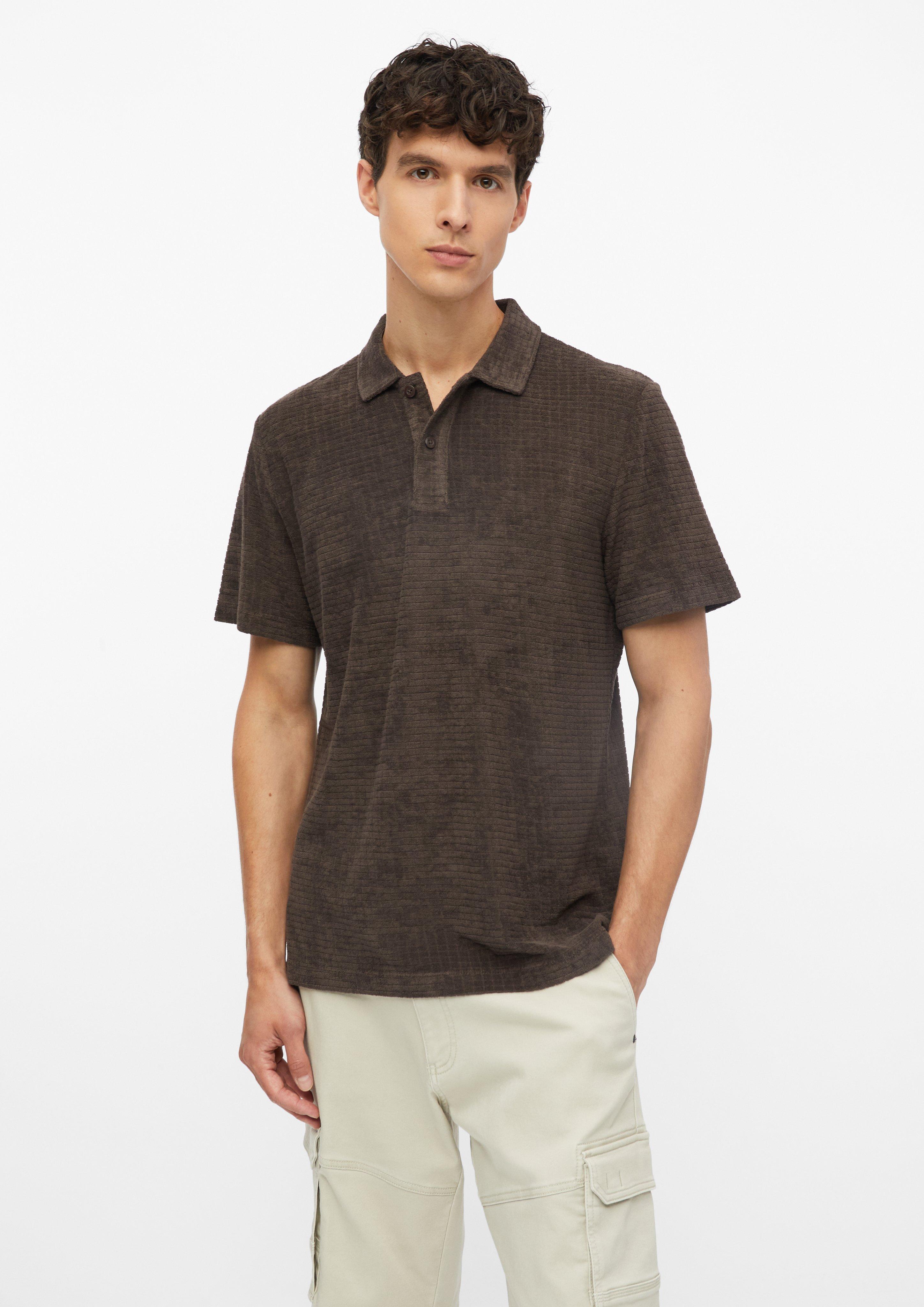 Heren Poloshirt van gestructureerde badstof in donkerbruin van s.Oliver