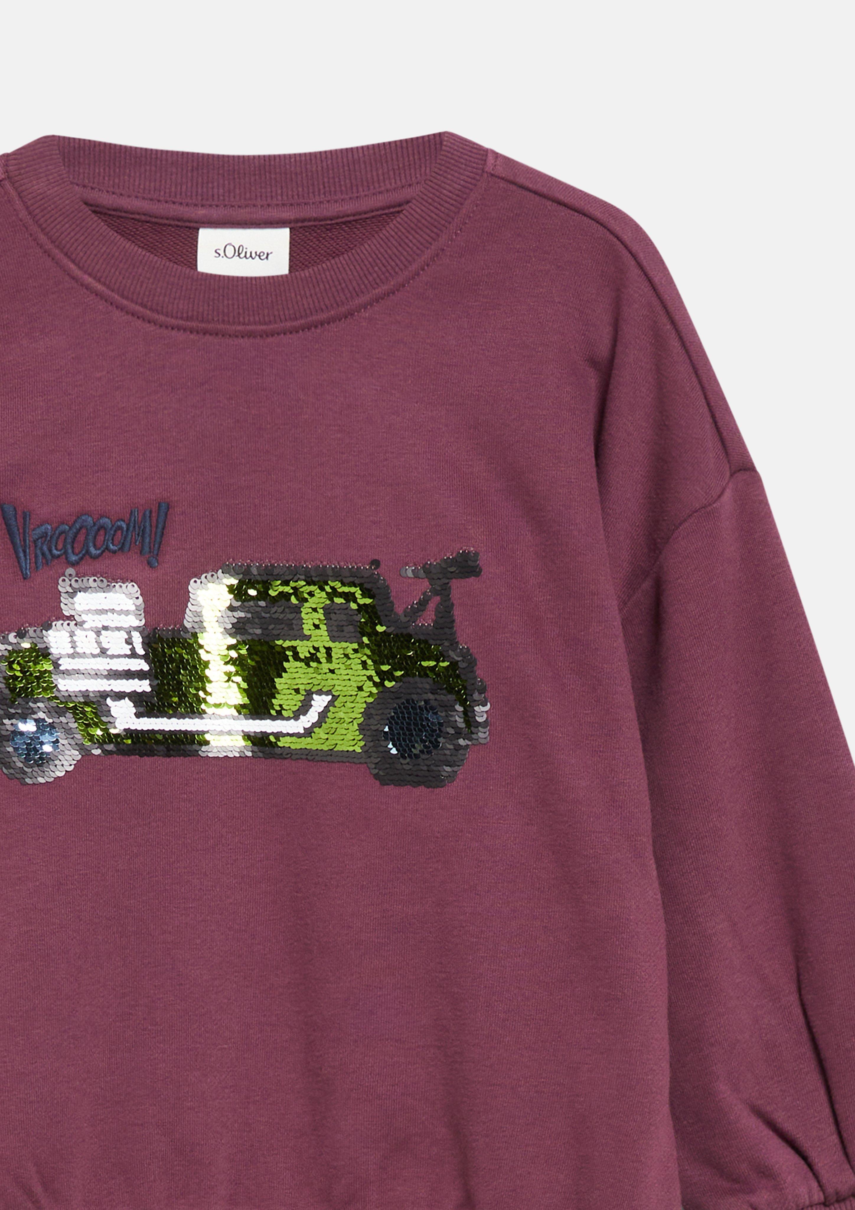 Kinder Oversize-Sweatshirt mit Wendepailletten und Stickerei in rot von s.Oliver