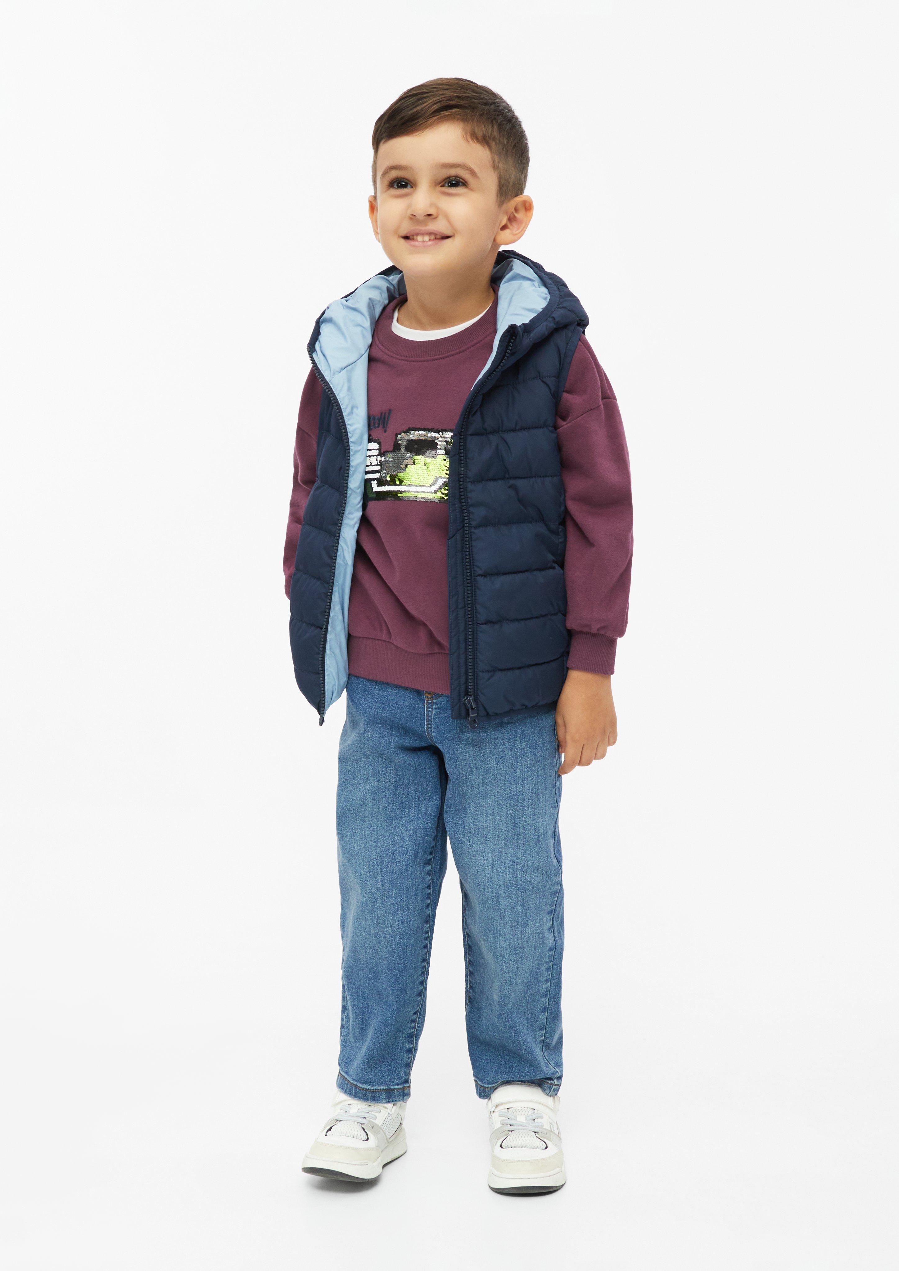 Kinder Oversize-Sweatshirt mit Wendepailletten und Stickerei in rot von s.Oliver