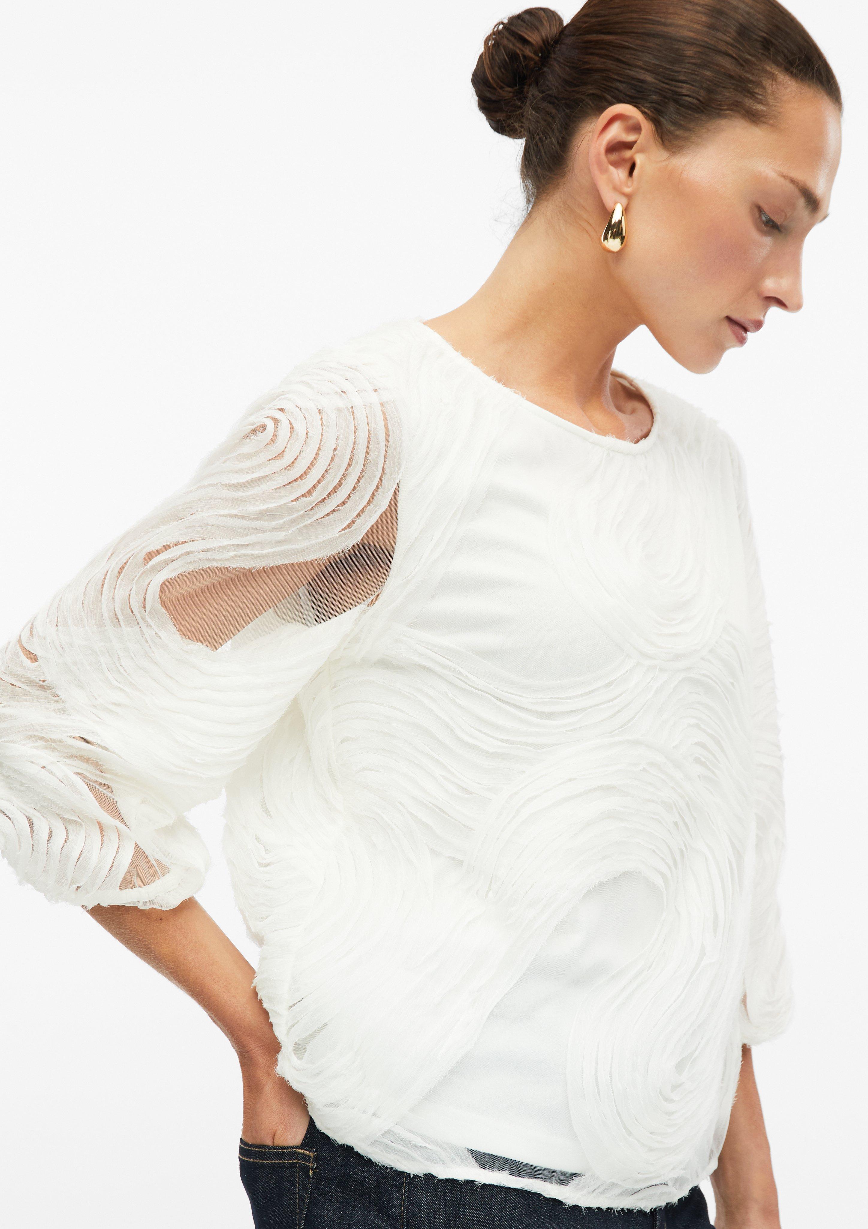 Damen Bluse mit Chiffon-Wellen-Muster in creme von s.Oliver BLACK LABEL