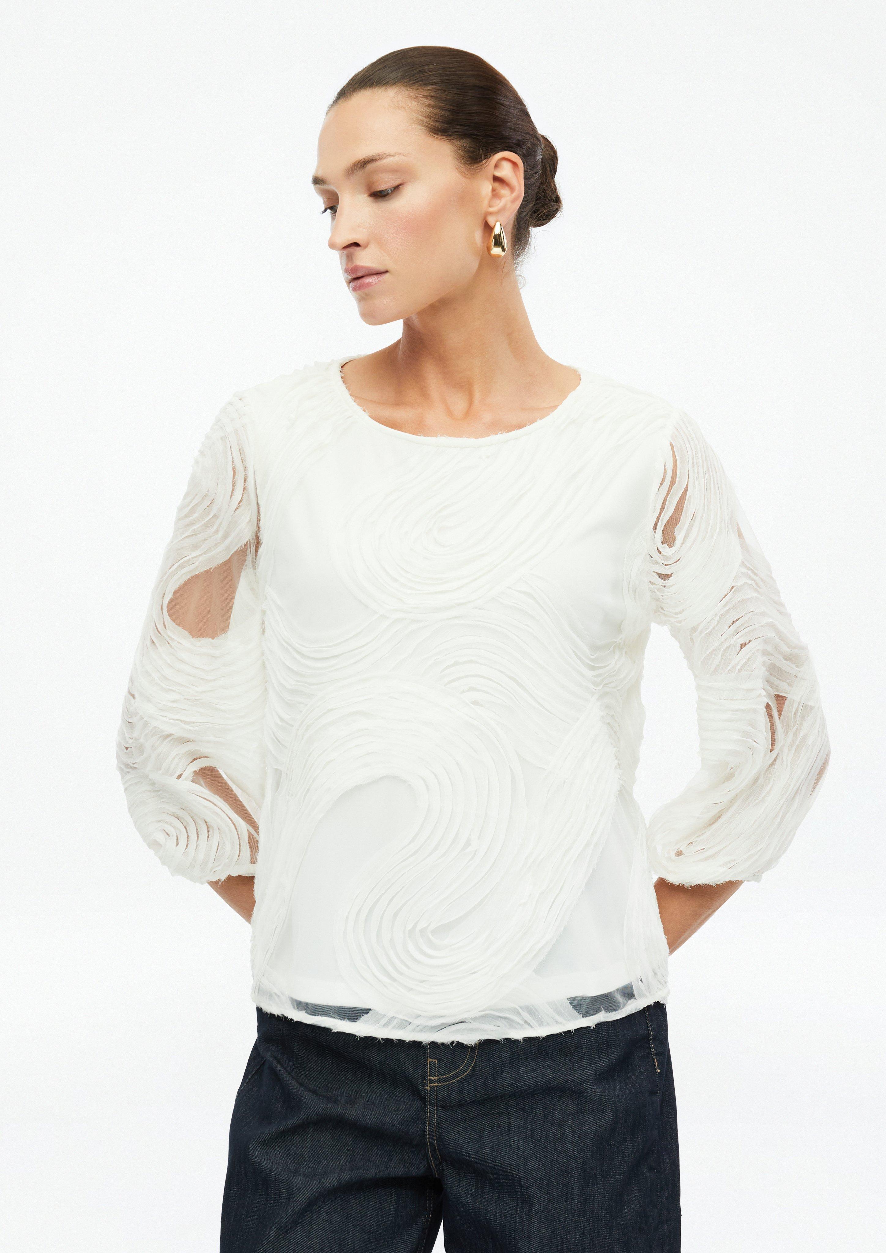 Women Blouse with a wavy chiffon pattern in cream by s.Oliver BLACK LABEL