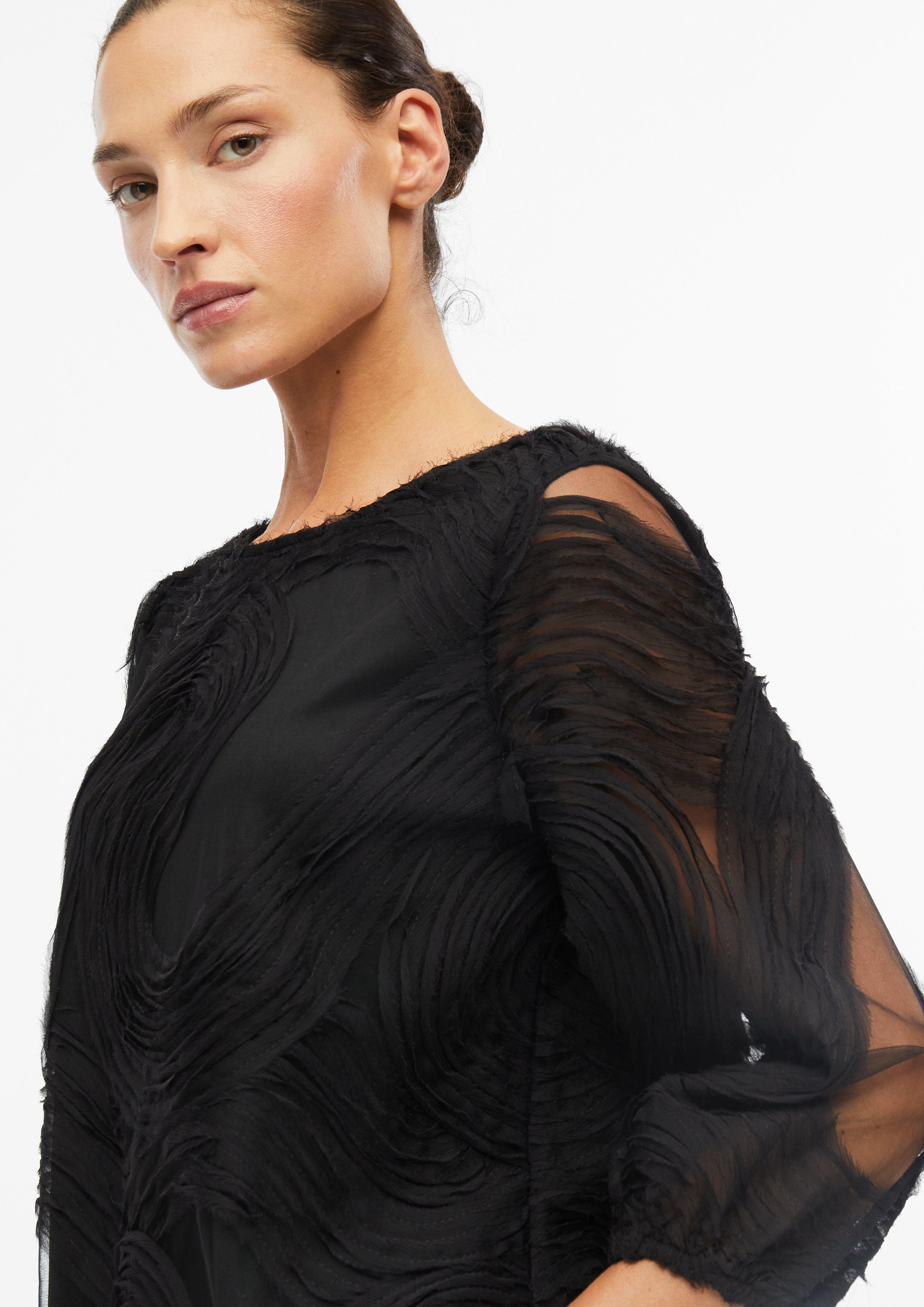 Damen Bluse mit Chiffon-Wellen-Muster in schwarz von s.Oliver BLACK LABEL