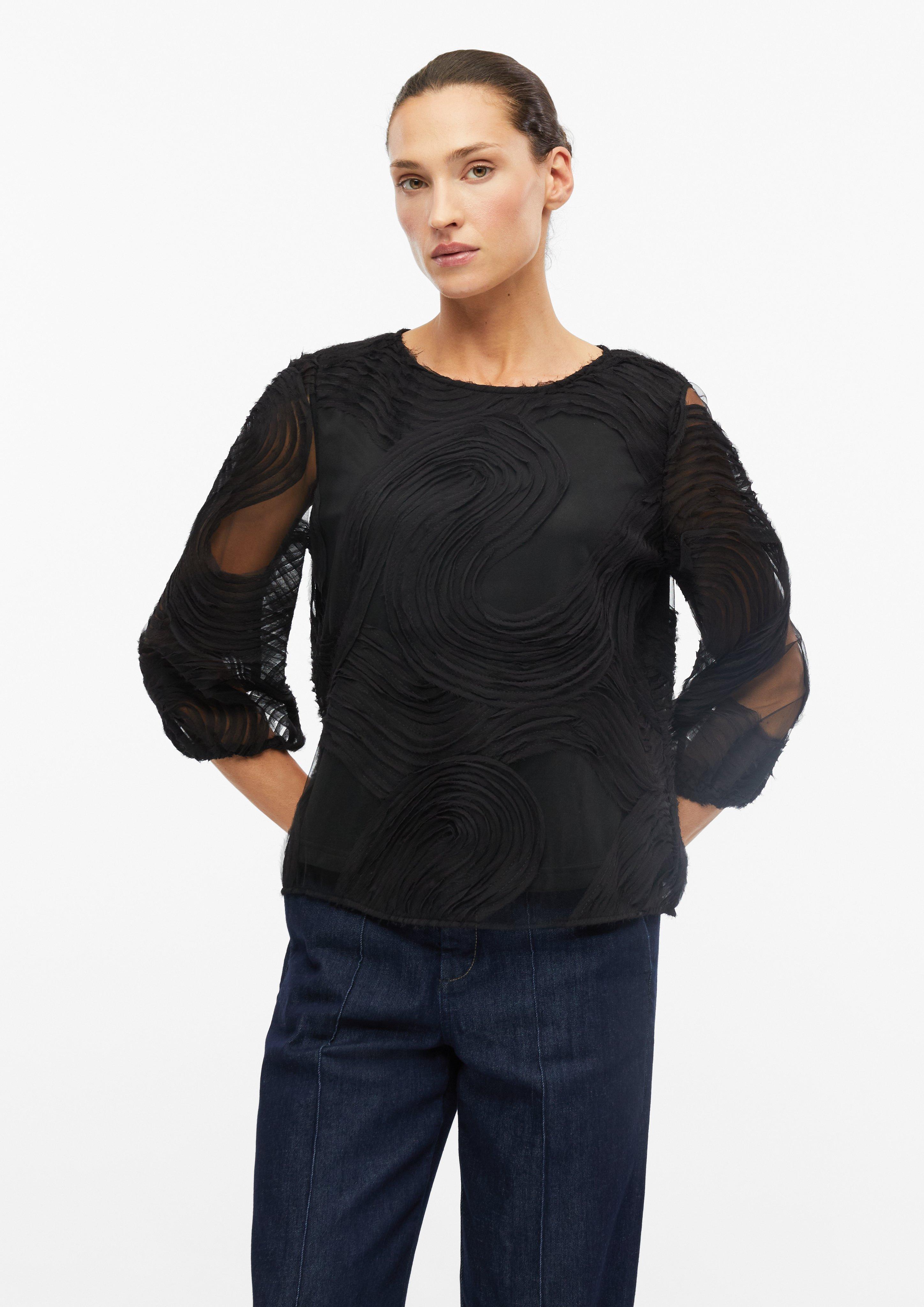 Women Blouse with a wavy chiffon pattern in black by s.Oliver BLACK LABEL