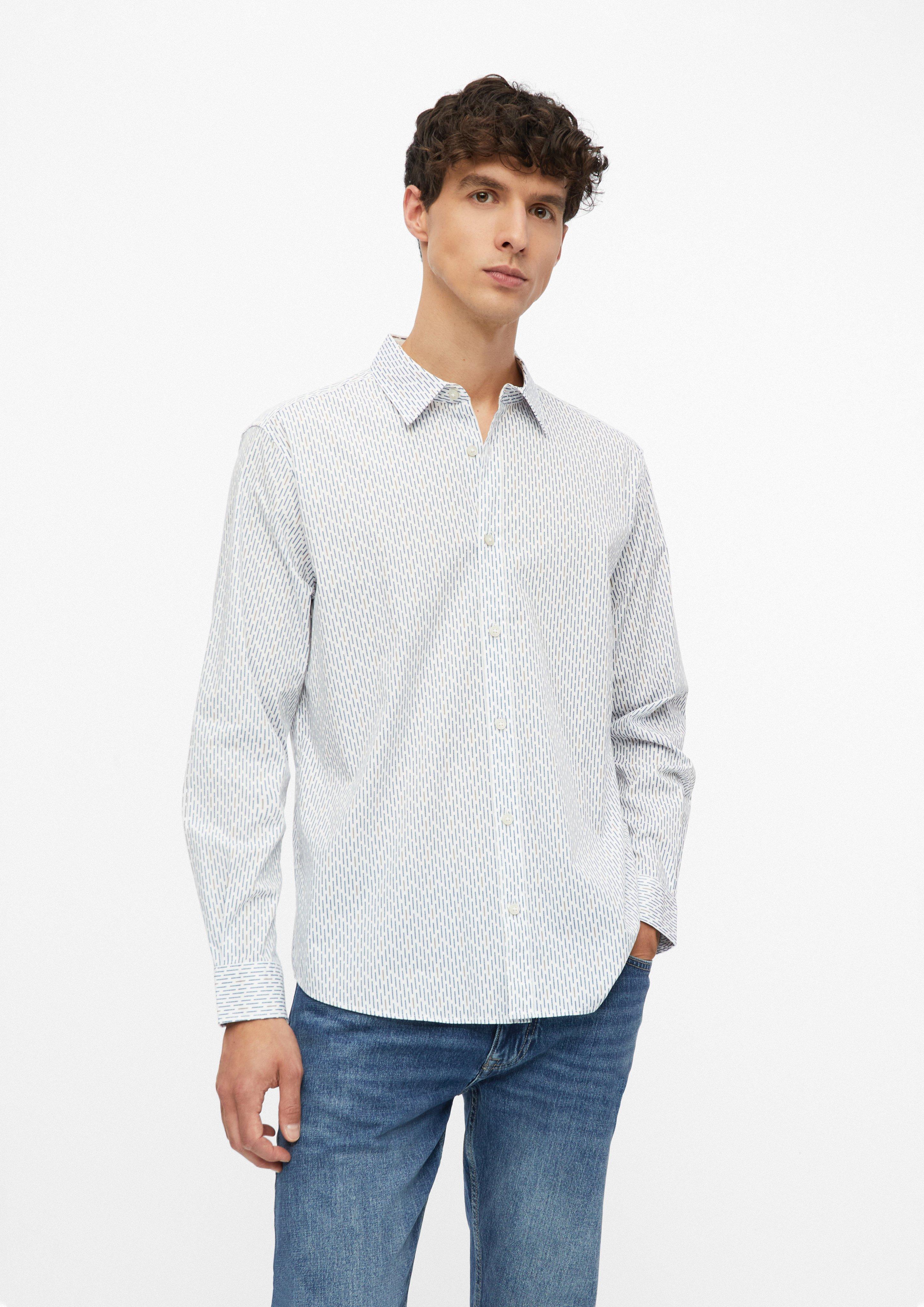 Herren Regular Fit: Hemd aus Baumwollstretch mit All-over-Print in weiß von s.Oliver