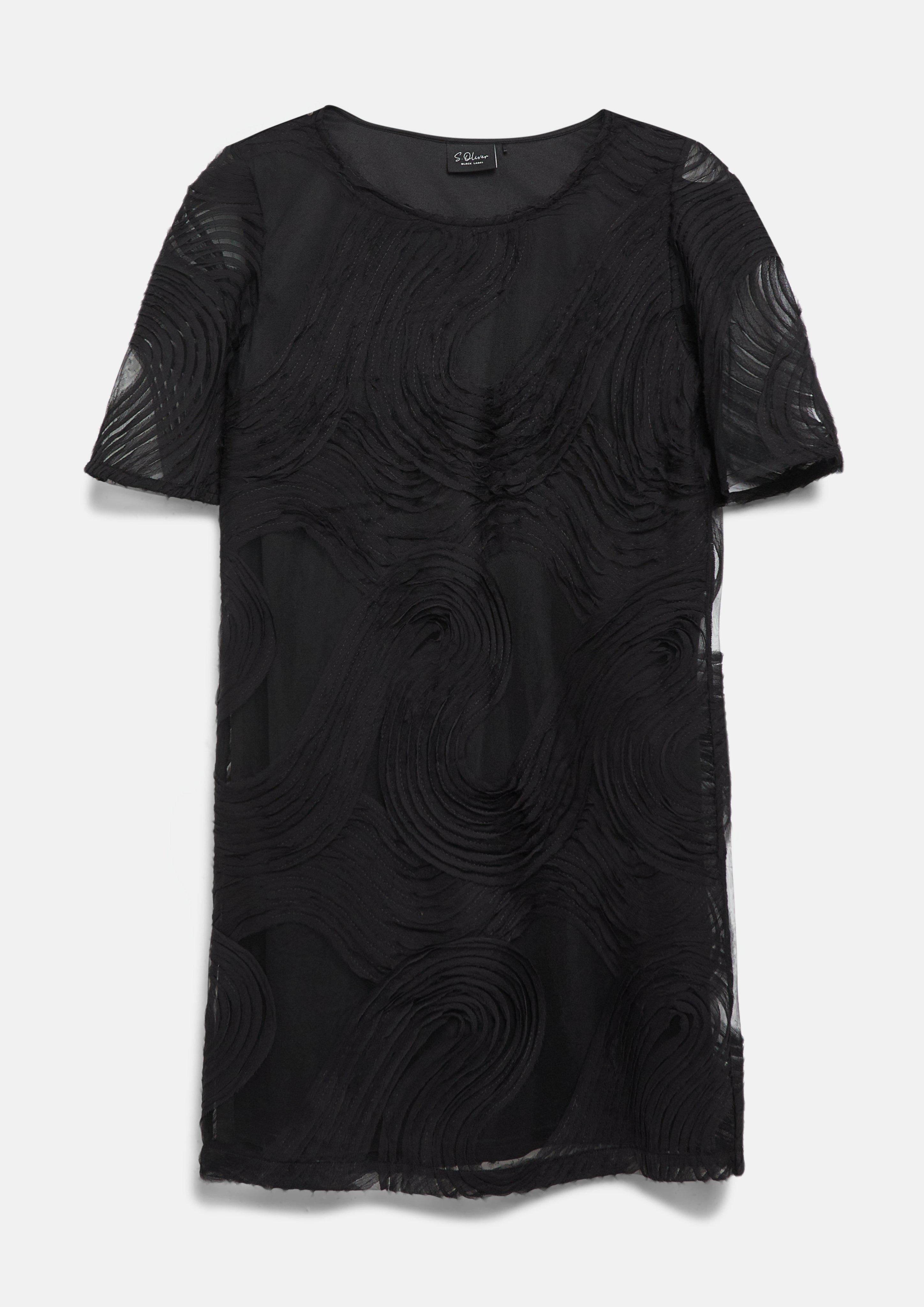 Dames Jurk met boothals en golvend chiffonpatroon in  van s.Oliver BLACK LABEL