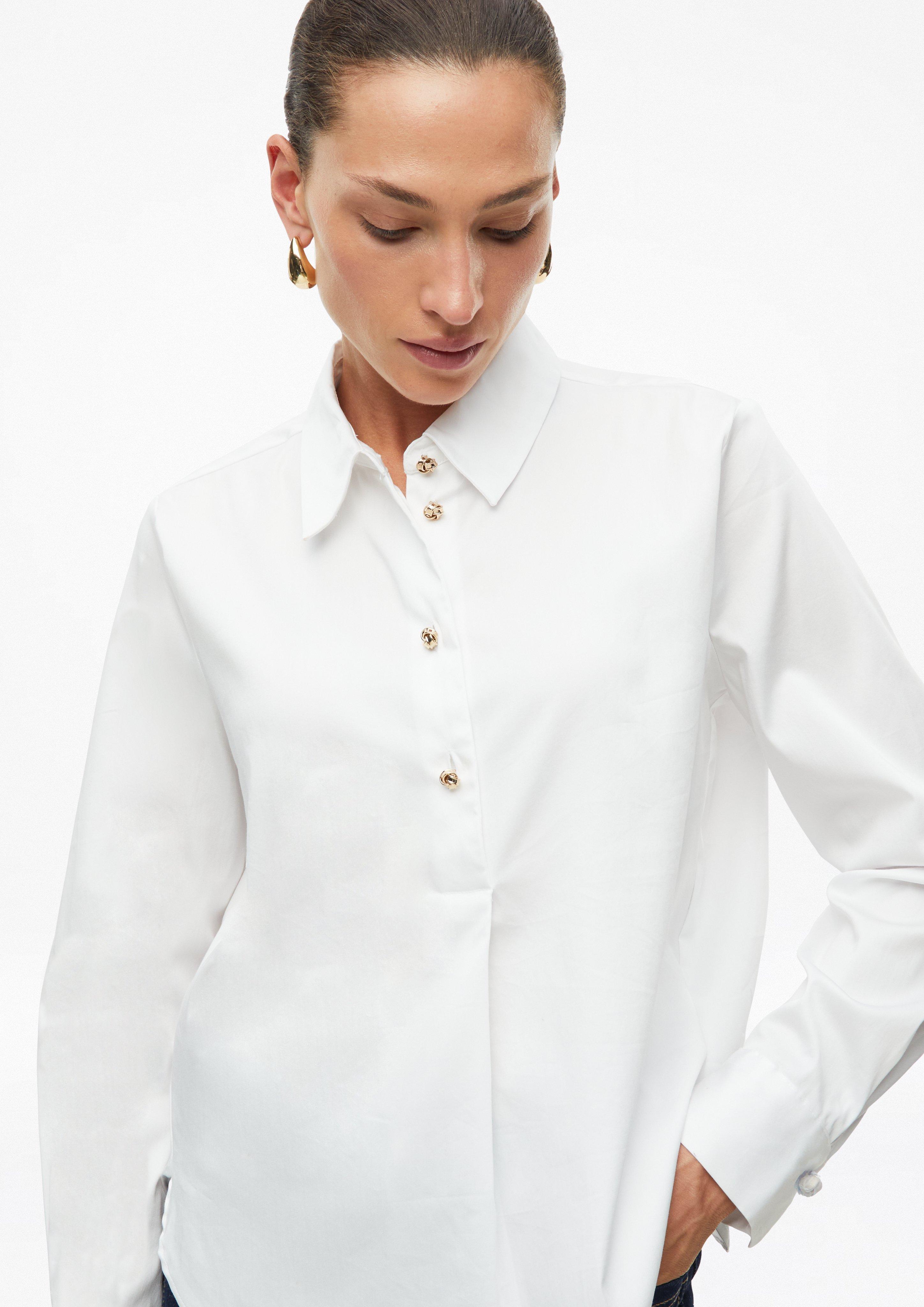 Damen Bluse mit Hemdkragen und Zierknopf-Details in weiß von s.Oliver BLACK LABEL