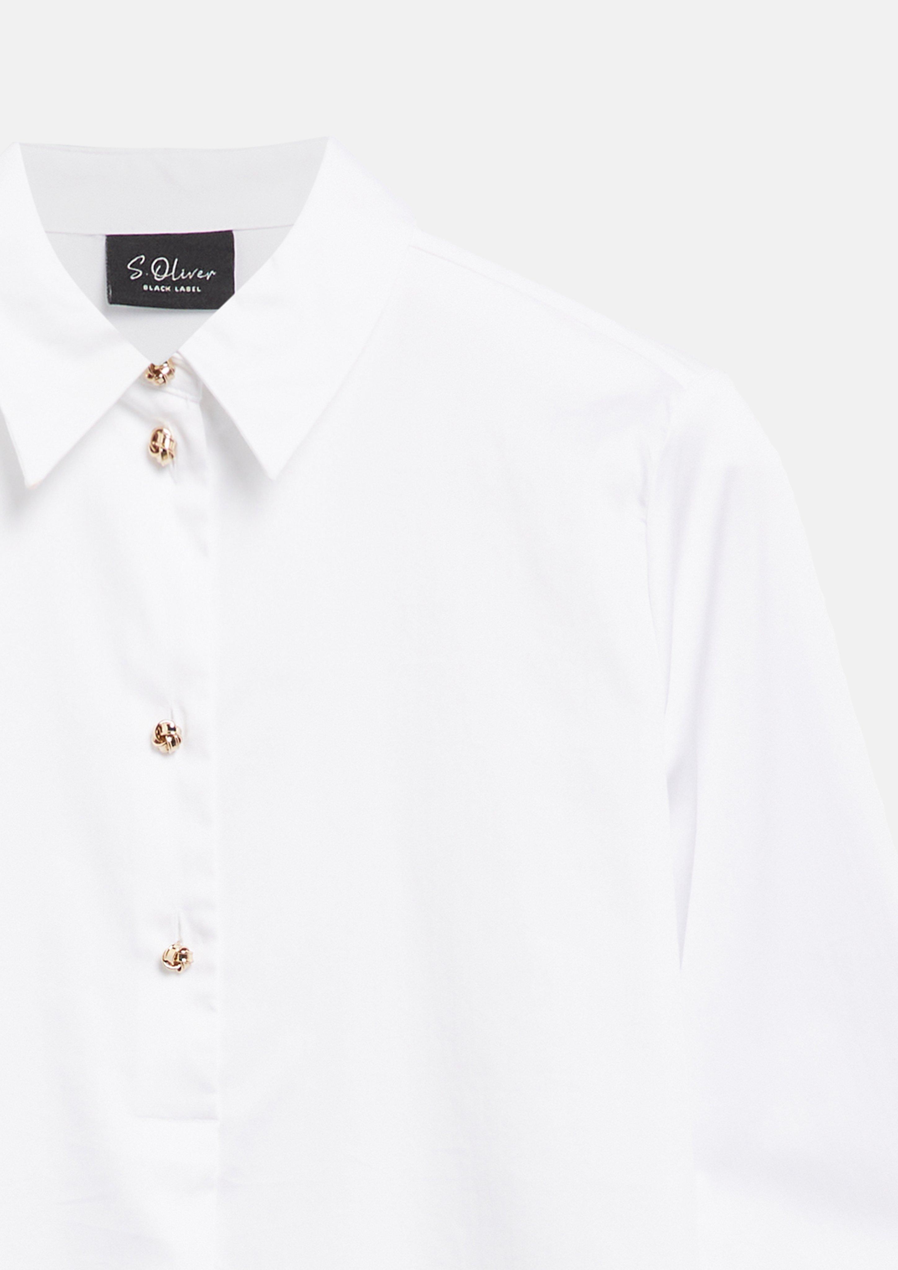 Damen Bluse mit Hemdkragen und Zierknopf-Details in weiß von s.Oliver BLACK LABEL