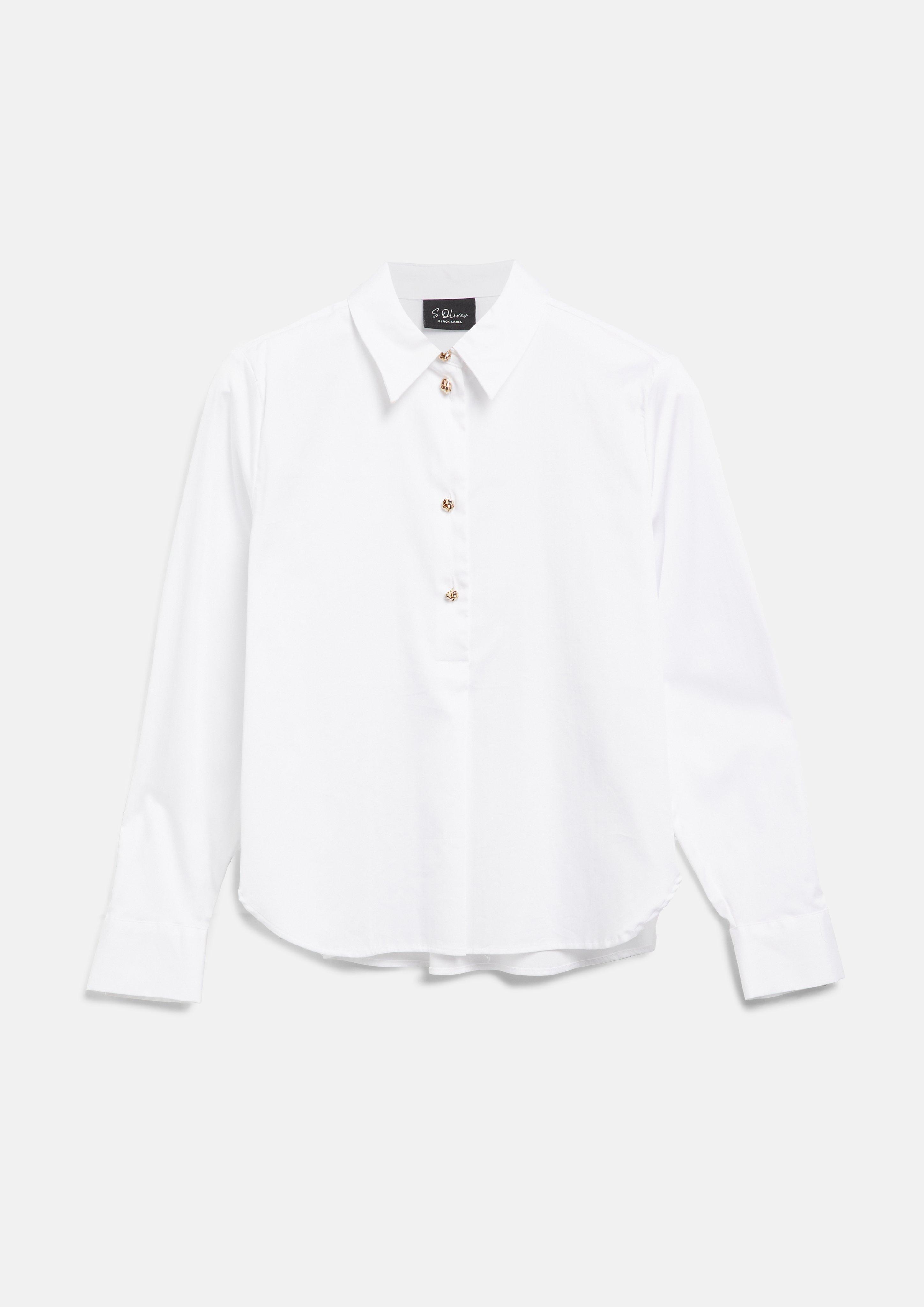 Damen Bluse mit Hemdkragen und Zierknopf-Details in weiß von s.Oliver BLACK LABEL