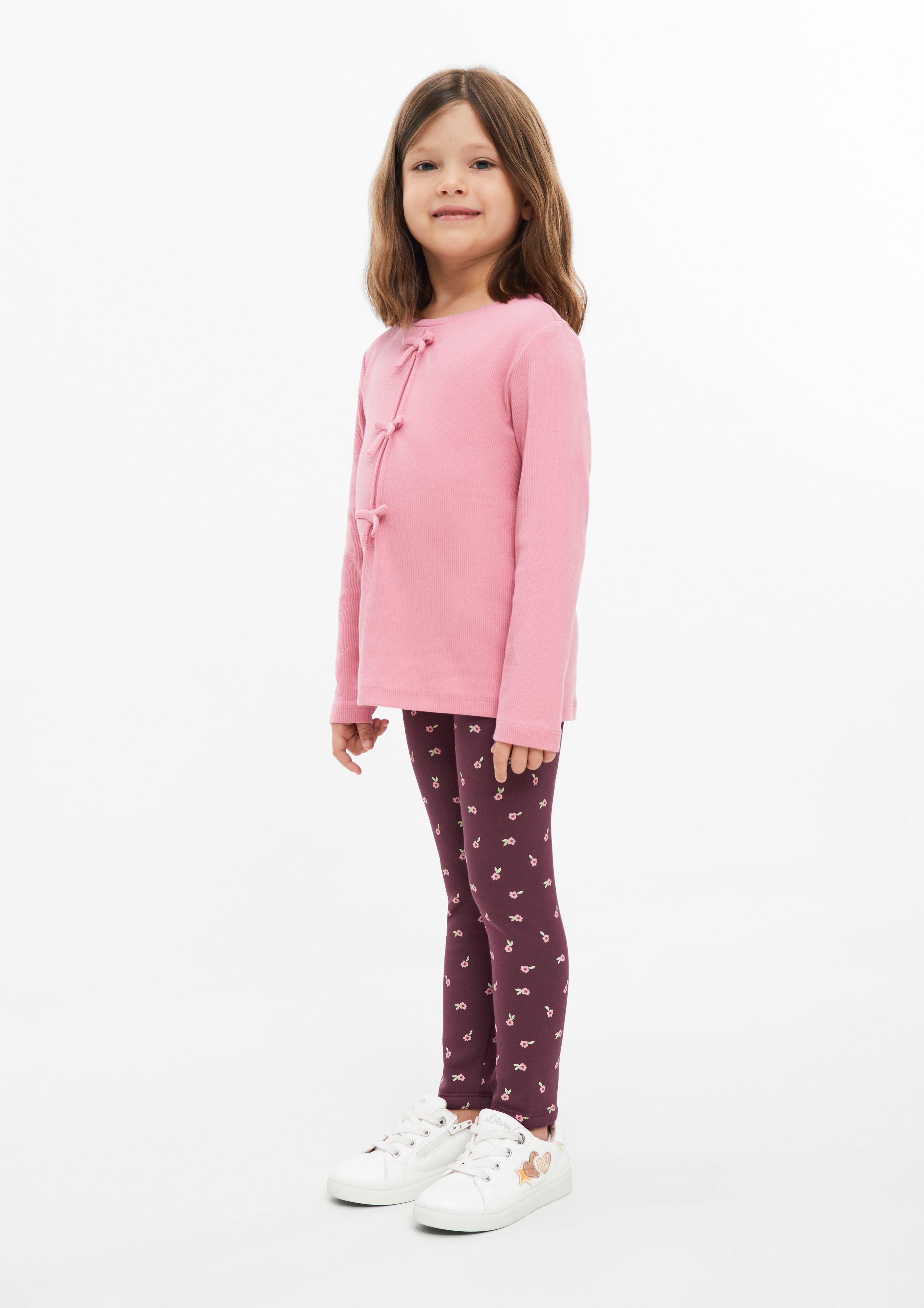 Kinder Thermofleece-Leggings mit Blumenmuster in bordeaux von s.Oliver