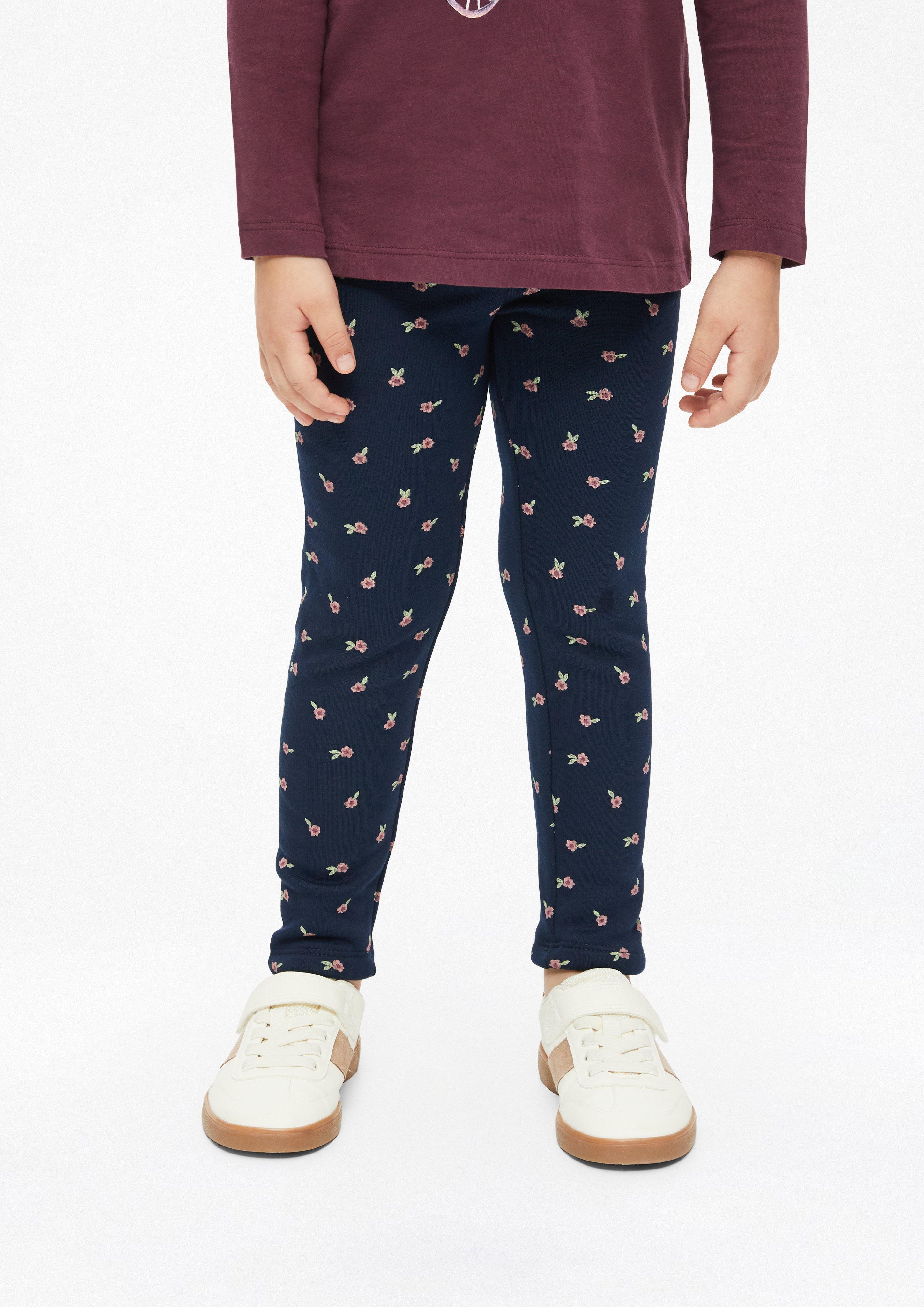 Junior Leggings en polaire thermique à motif floral en bleu de s.Oliver