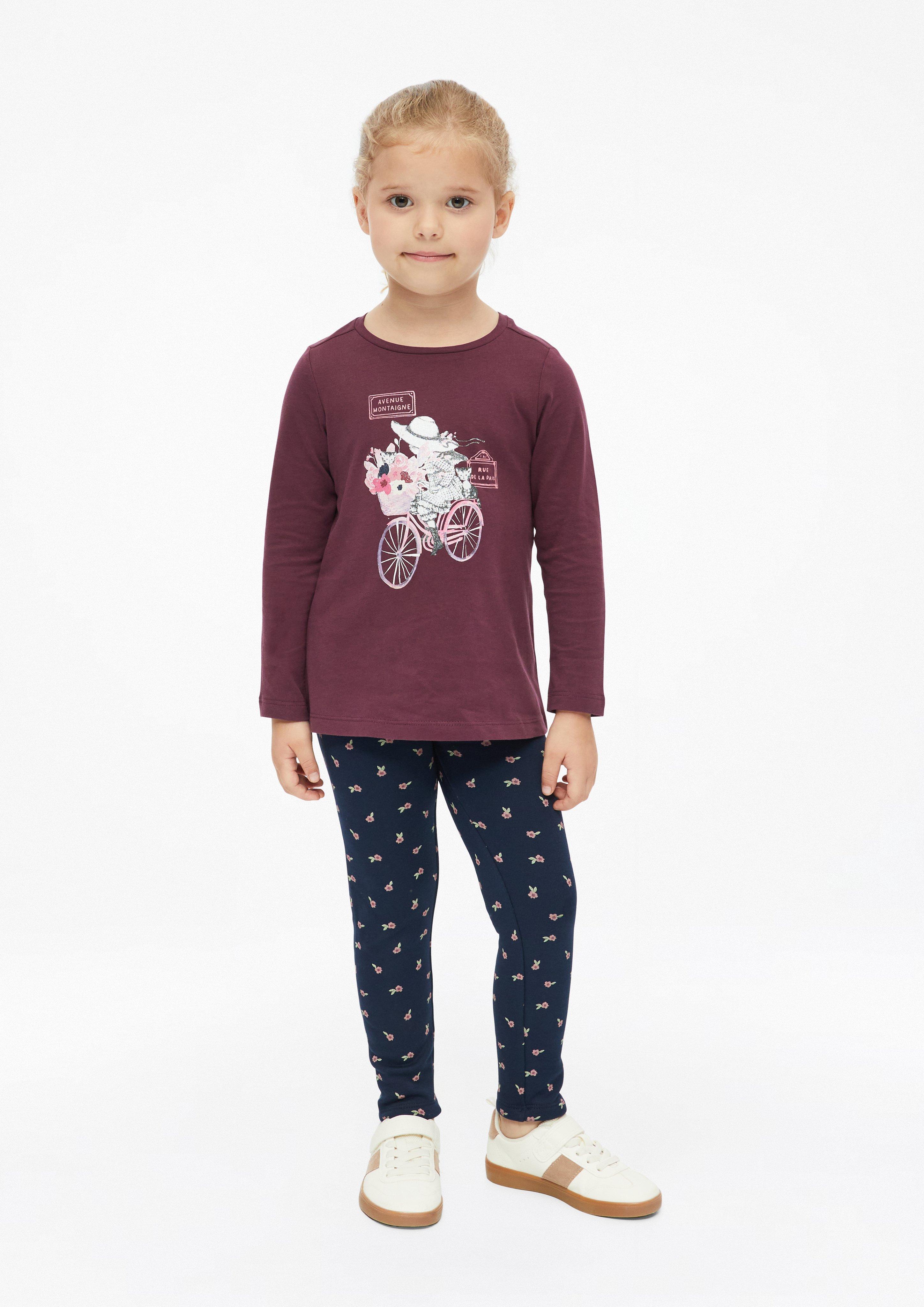 Leggings en polaire thermique à motif floral en bleu marine de s.Oliver