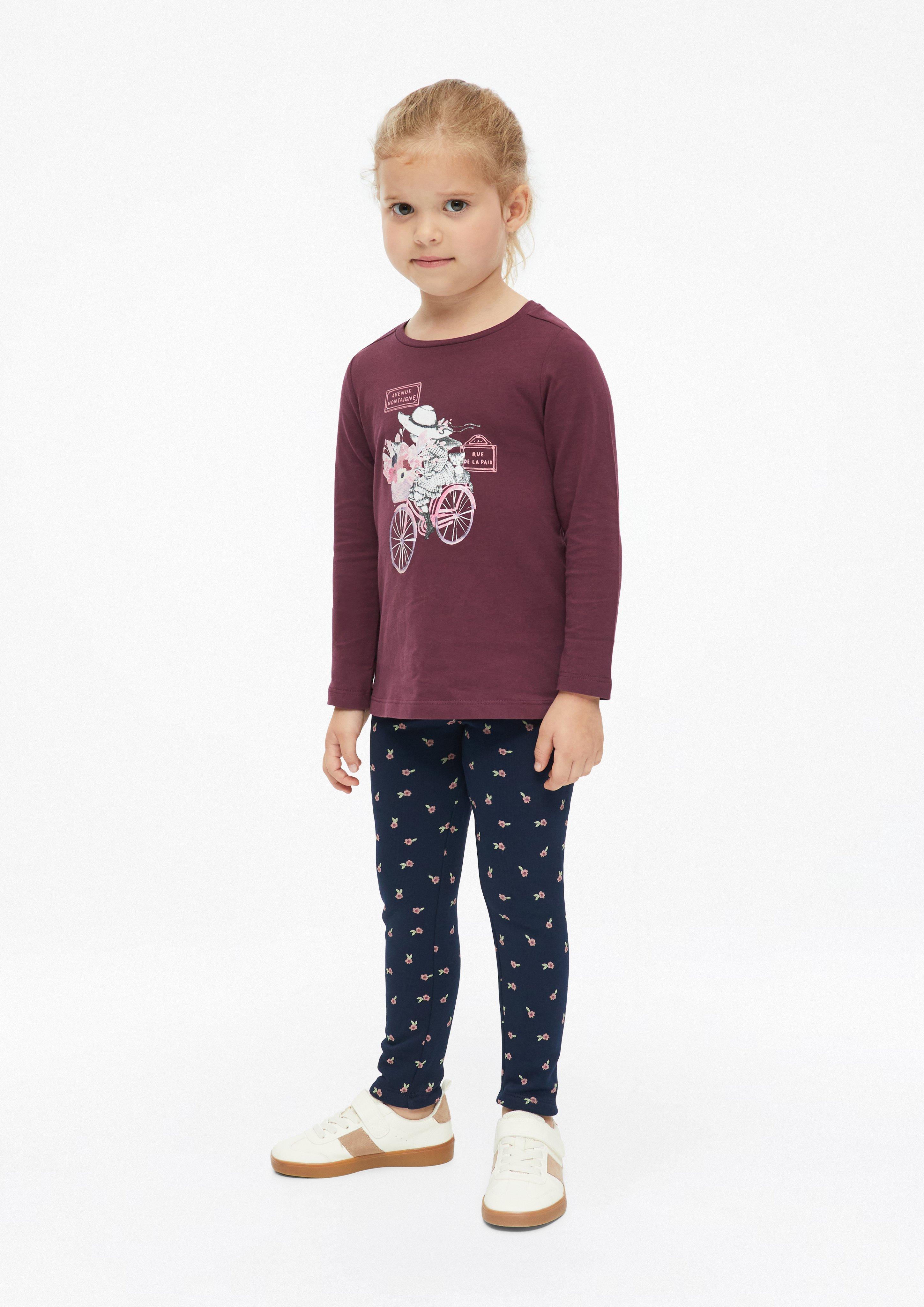 Junior Leggings en polaire thermique à motif floral en bleu de s.Oliver