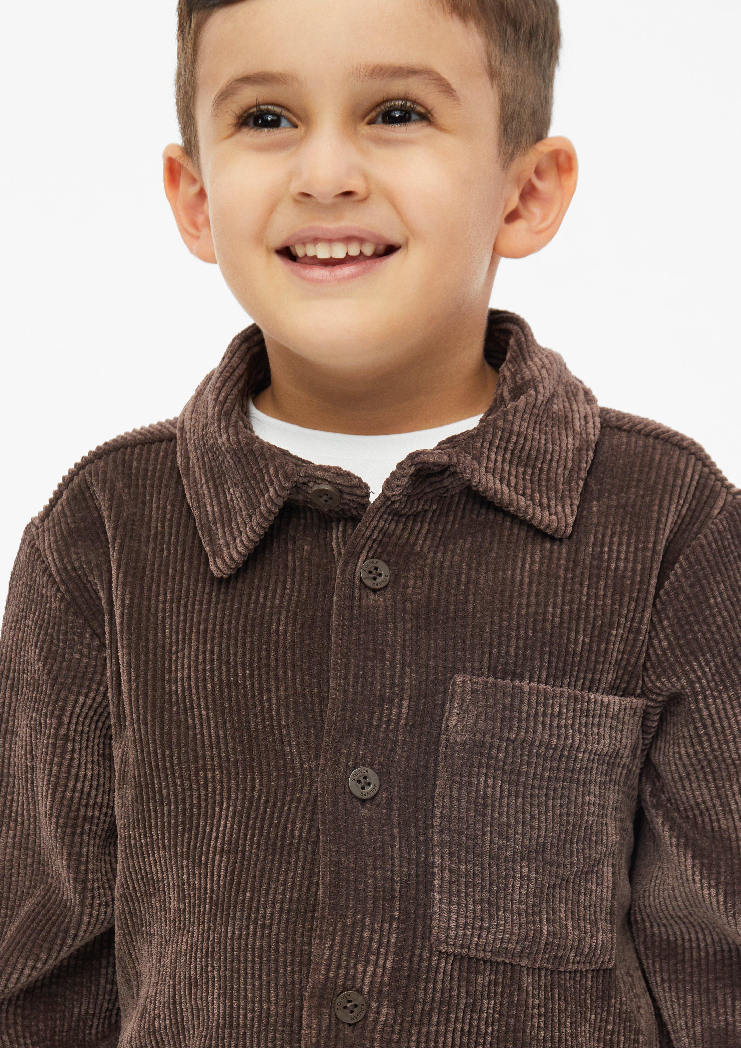 Kinder Overshirt aus Cord mit Brusttasche in braun von s.Oliver