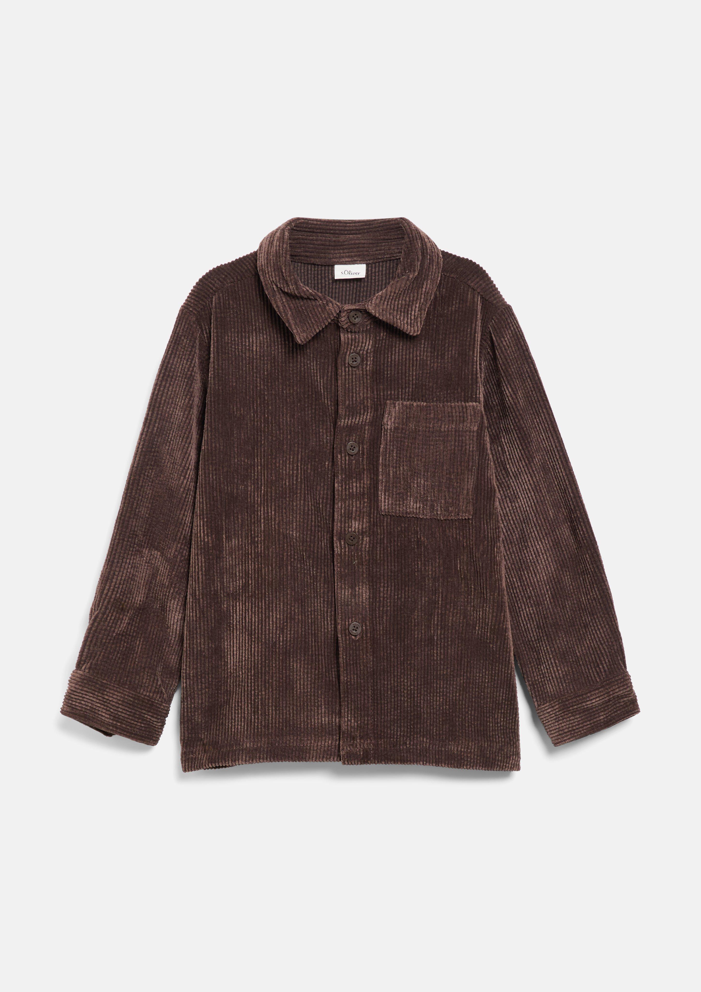 Junior Corduroy overshirt met borstzak in donkerbruin van s.Oliver