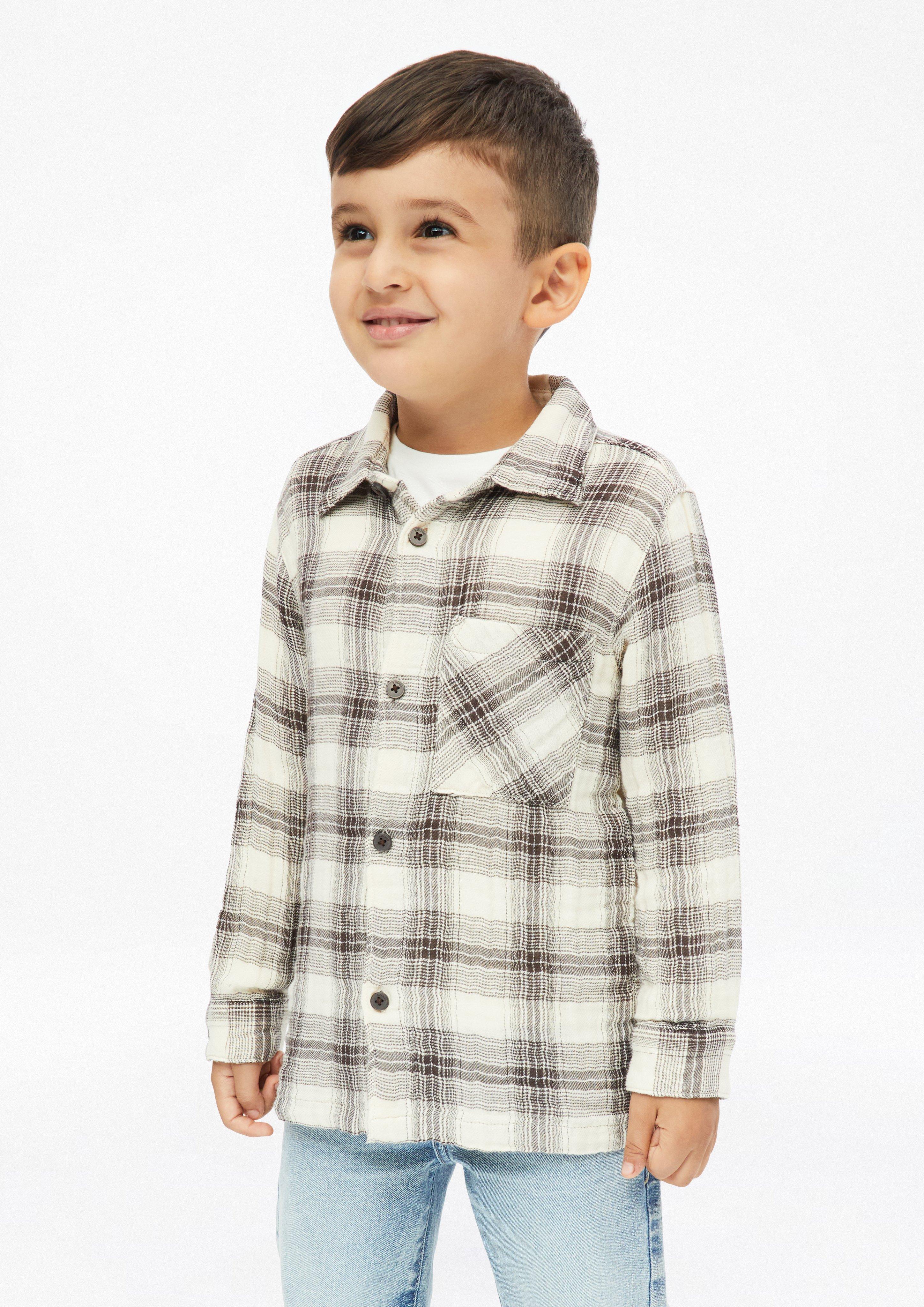 Soft Checkered Shirt in cream by s.Oliver
