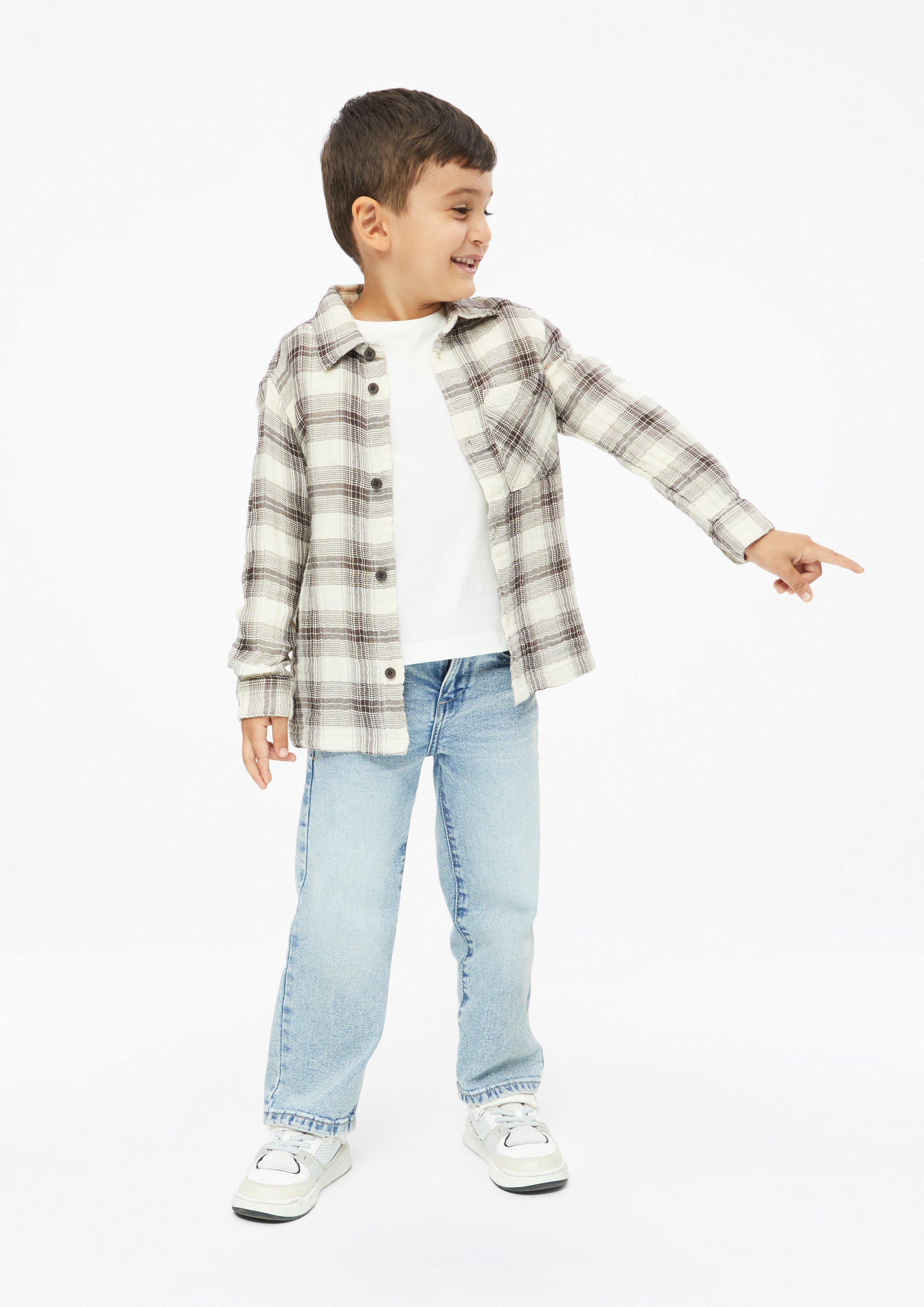 Kinder Weiches Karohemd in beige von s.Oliver