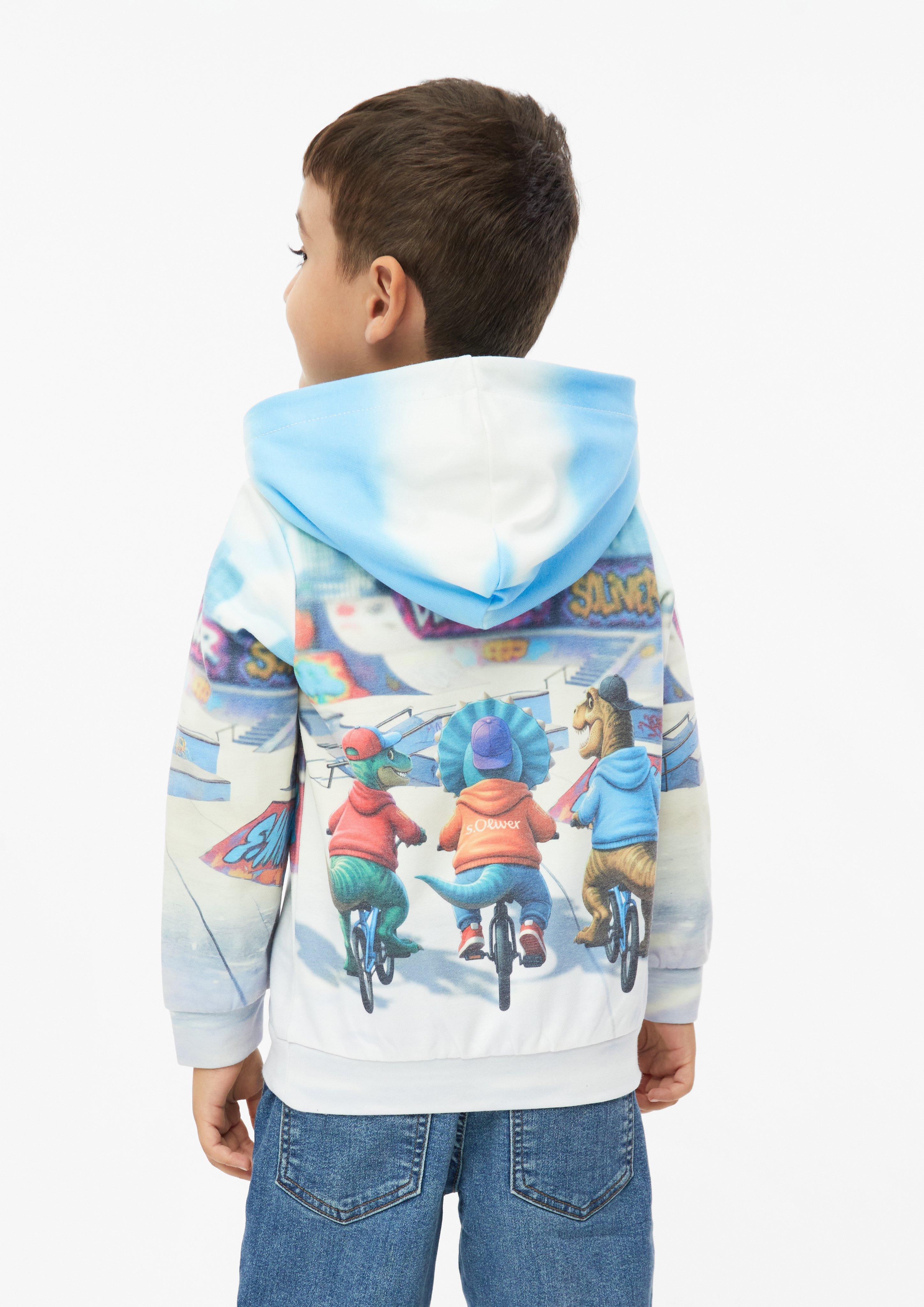 Hoodie with all-over print in cream by s.Oliver