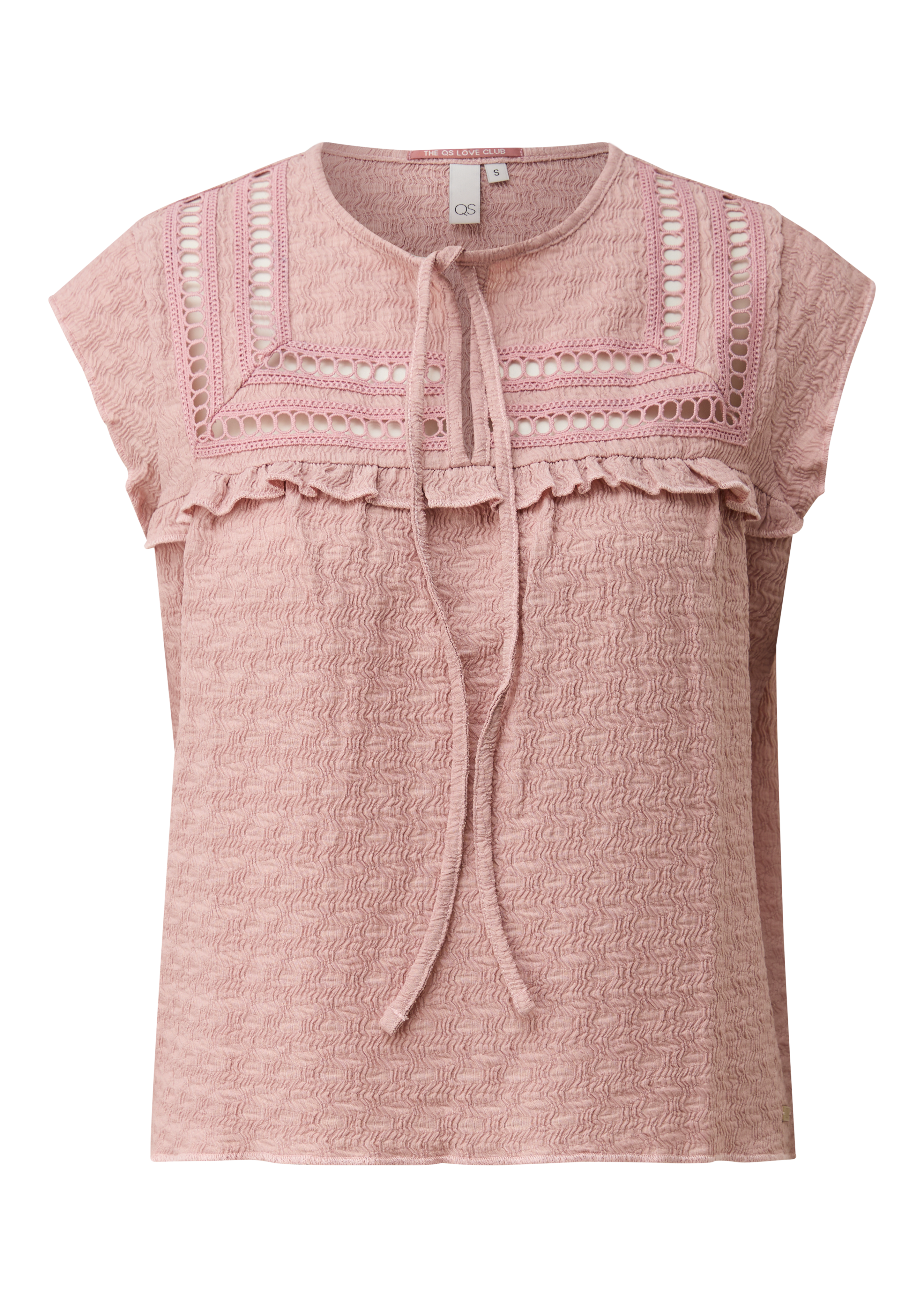 Qs Strukturierts Blusenshirt Mit Spitzeneinsätzen