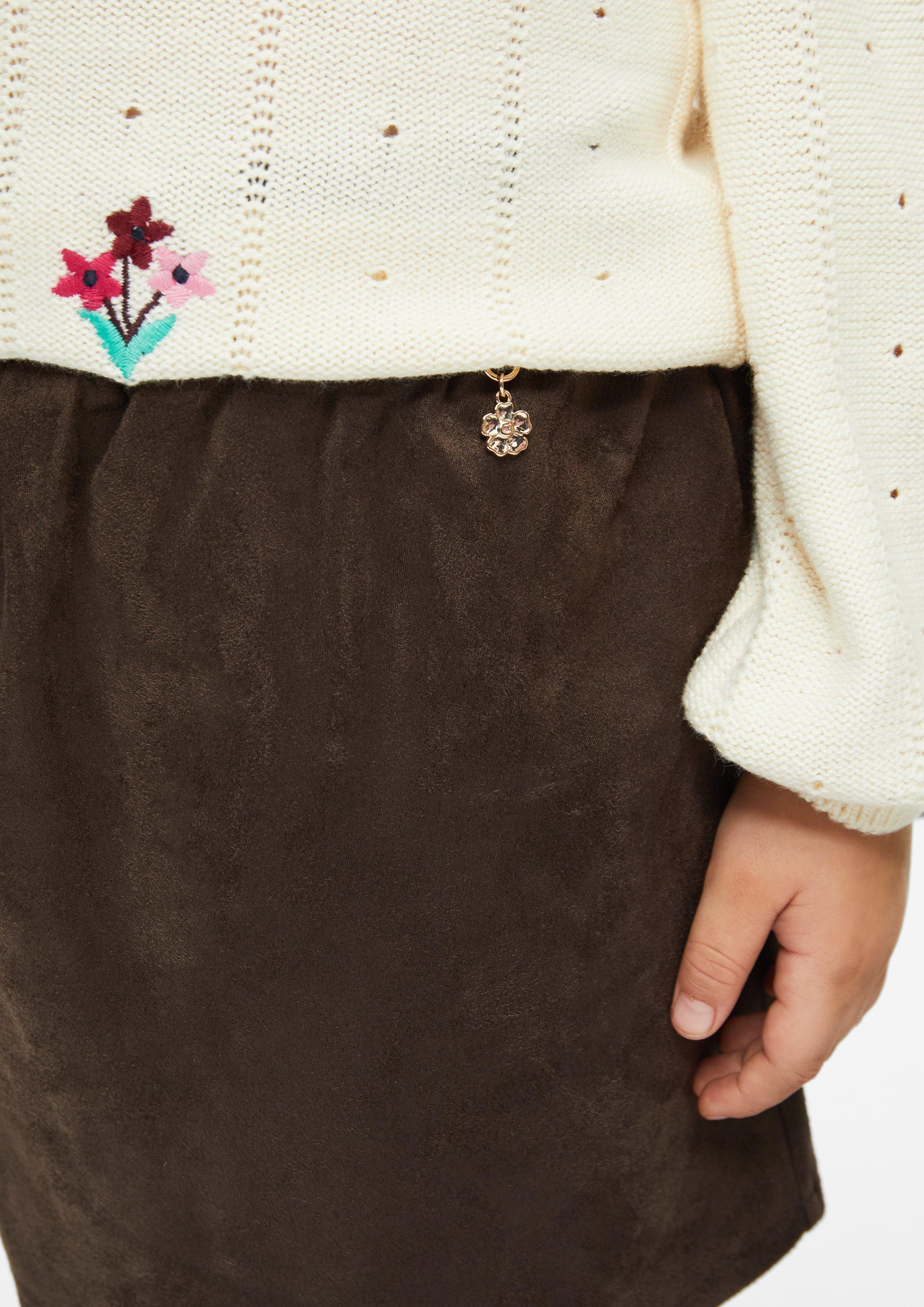 Kids Velour skirt with built-in shorts and charm in brown by s.Oliver