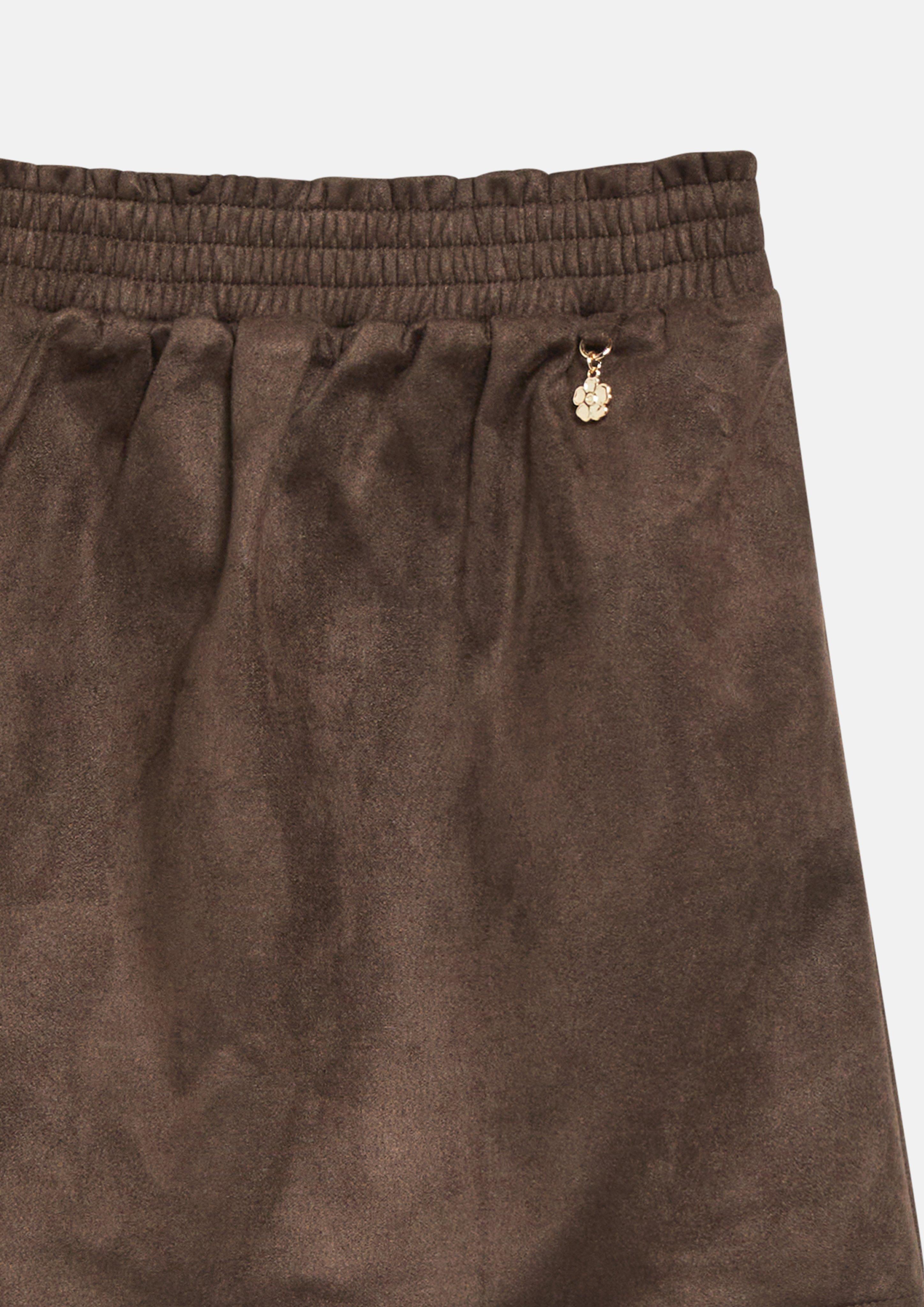 Kids Velour skirt with built-in shorts and charm in brown by s.Oliver