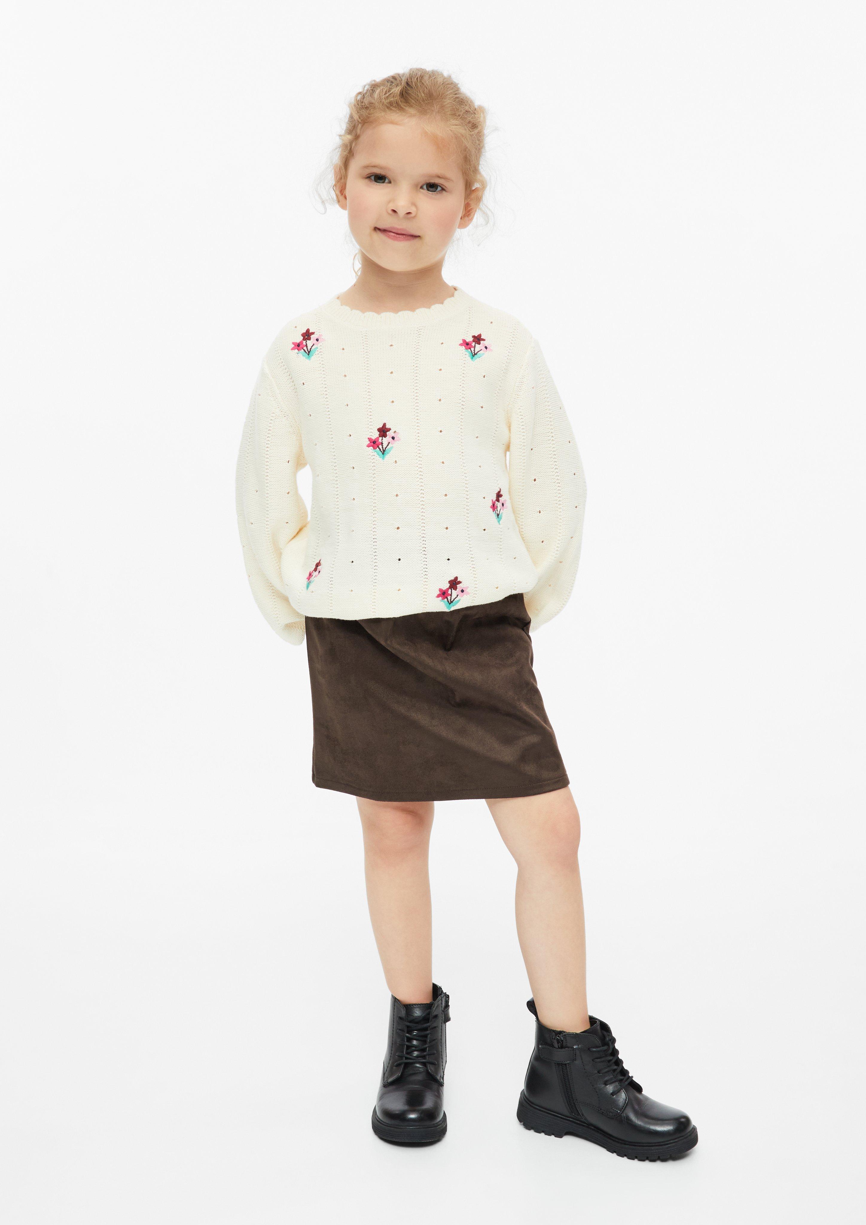 Kids Velour skirt with built-in shorts and charm in brown by s.Oliver