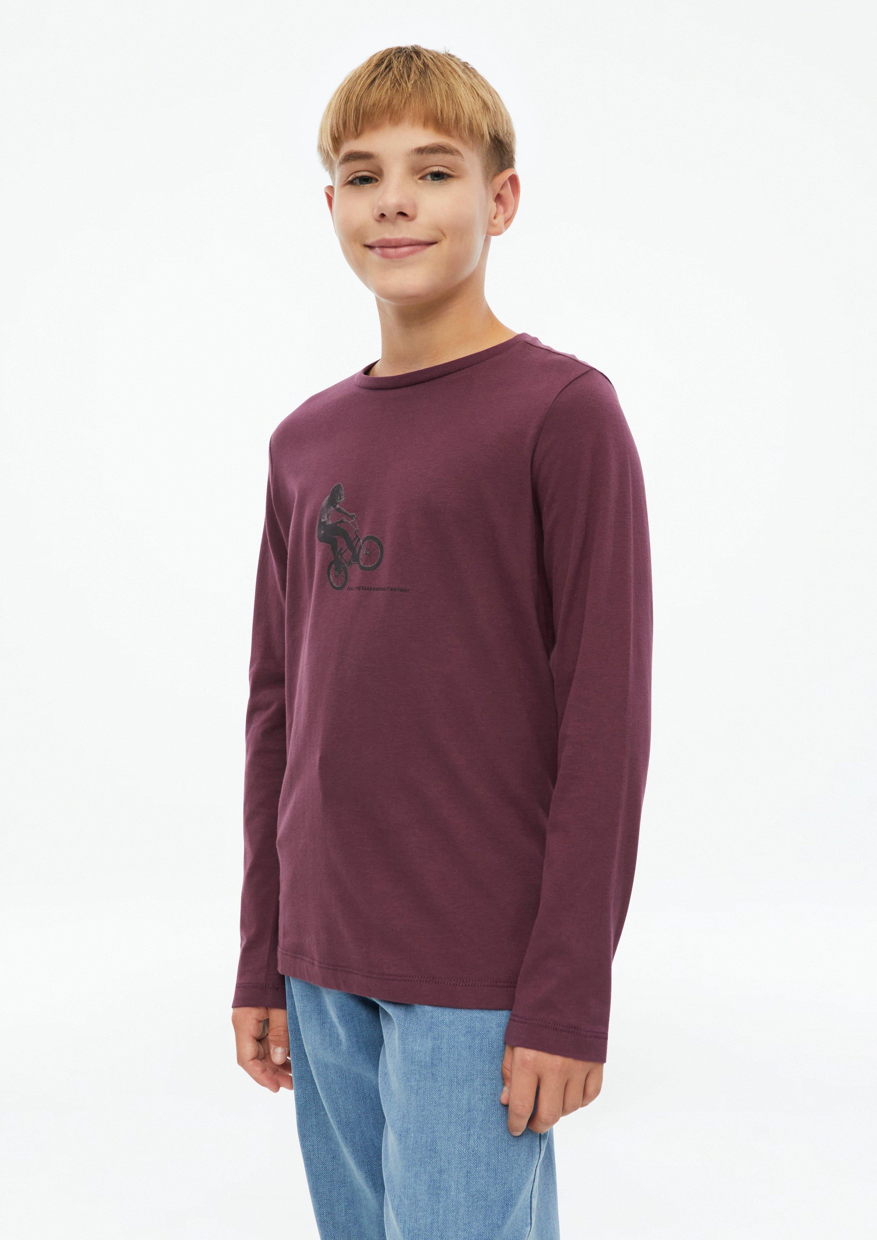 T-shirt à manches longues avec imprimé en bordeaux de s.Oliver